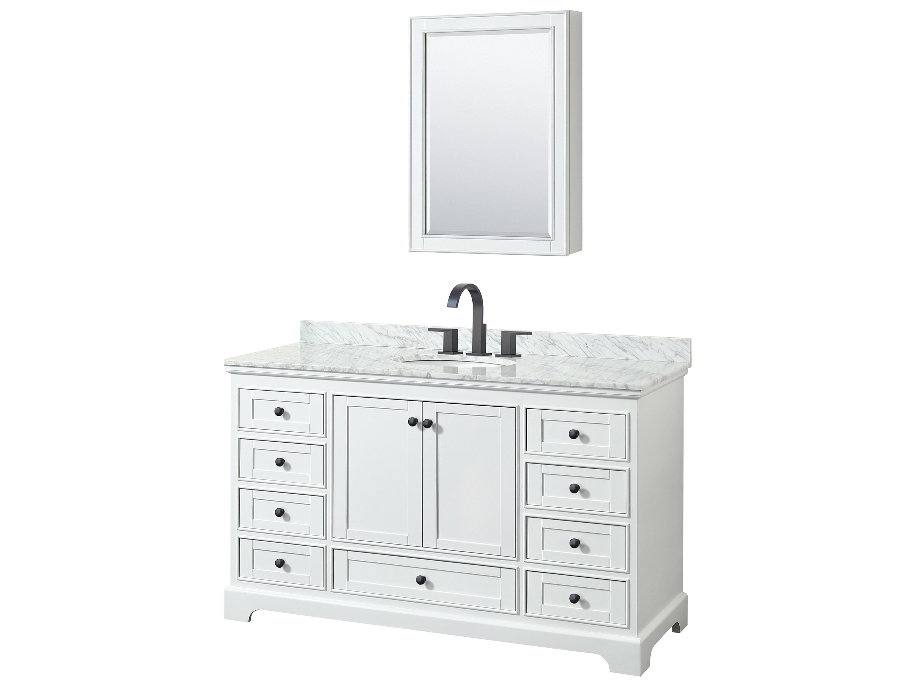 Wyndham Collection Deborah 60" White Vanity with Medicine Cabinet