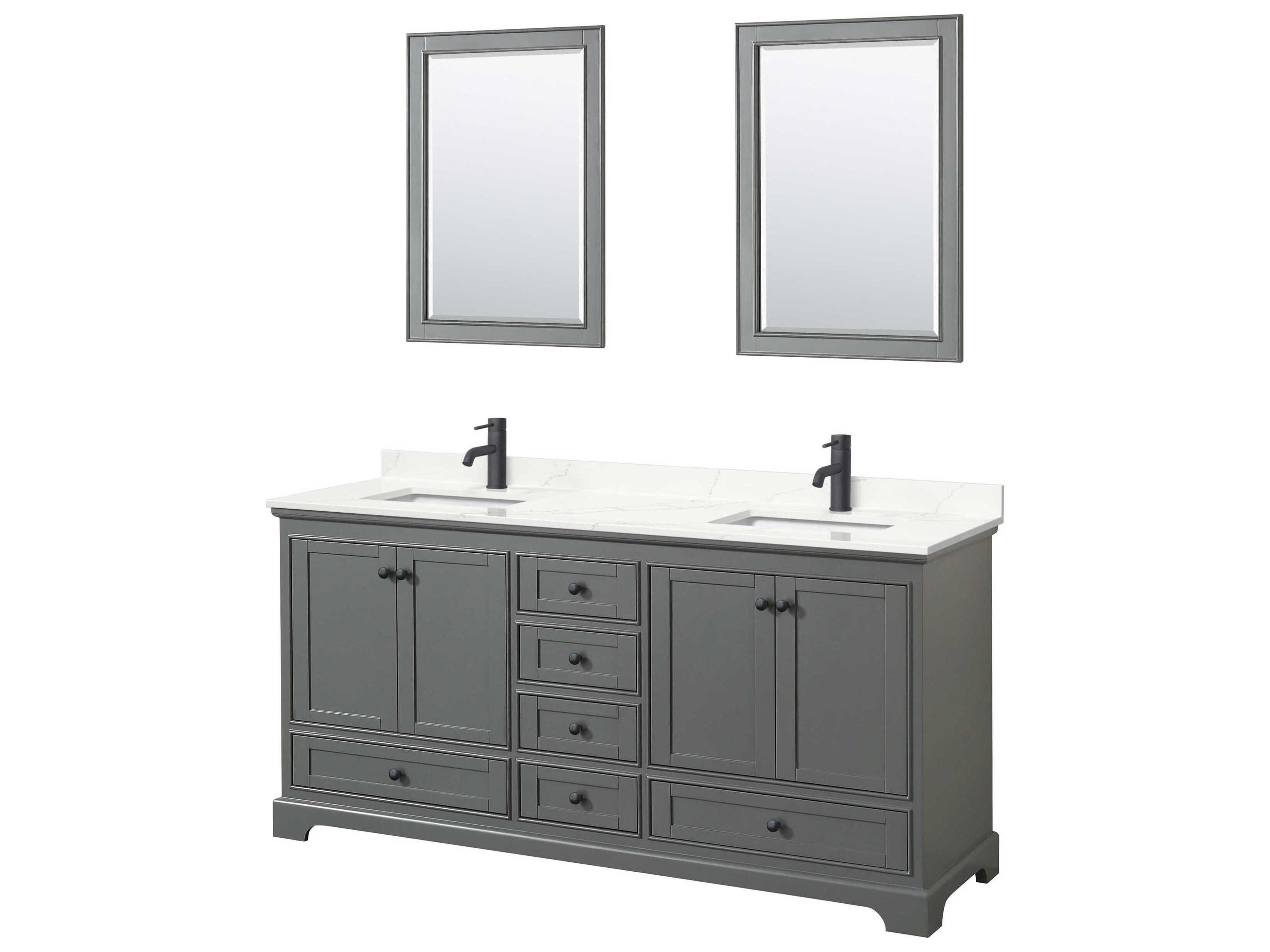 Wyndham Collection Deborah 72" Dark Gray Vanity with 24" Mirror