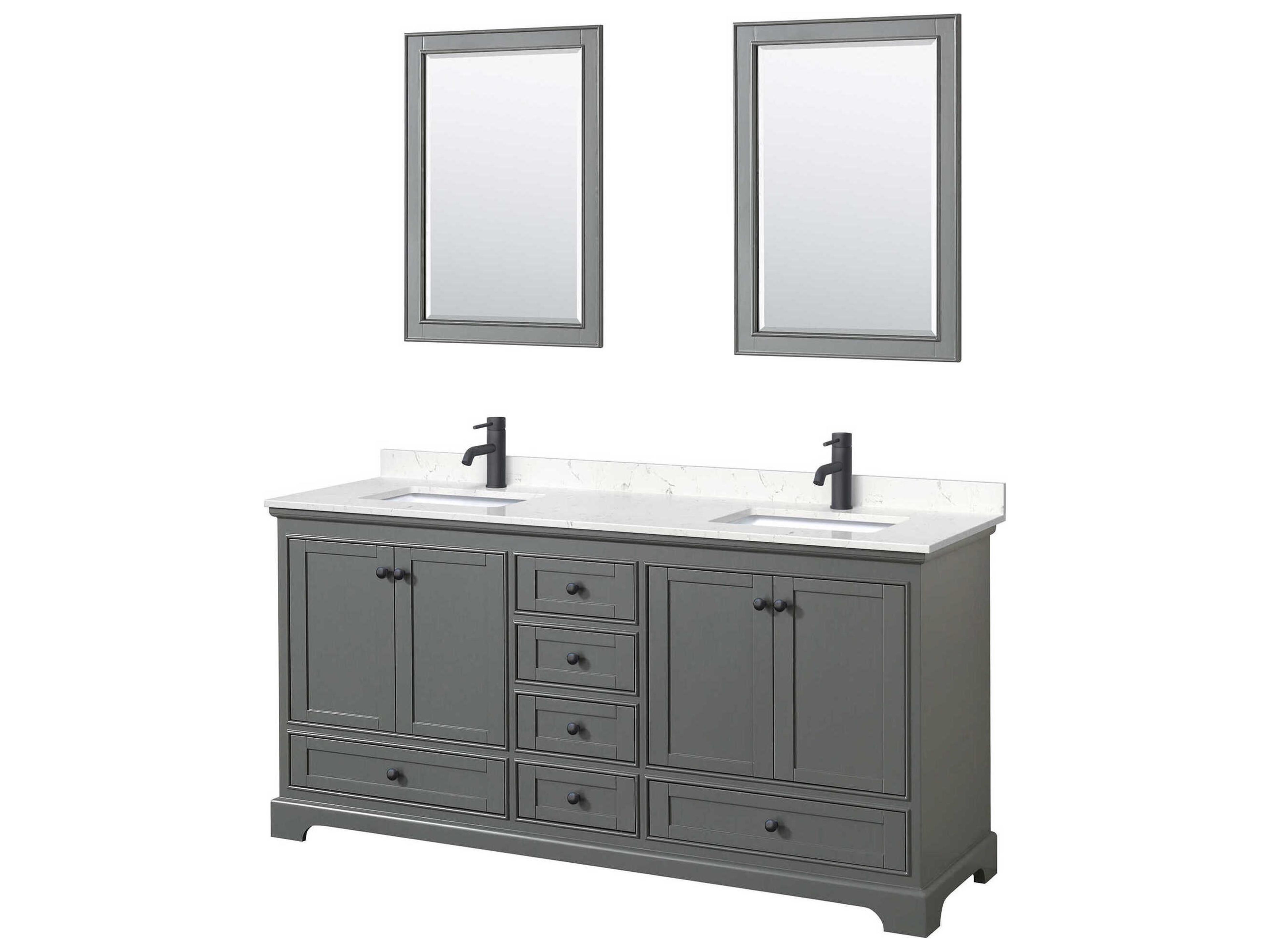 Wyndham Collection Deborah 72" Dark Gray Vanity with 24" Mirror