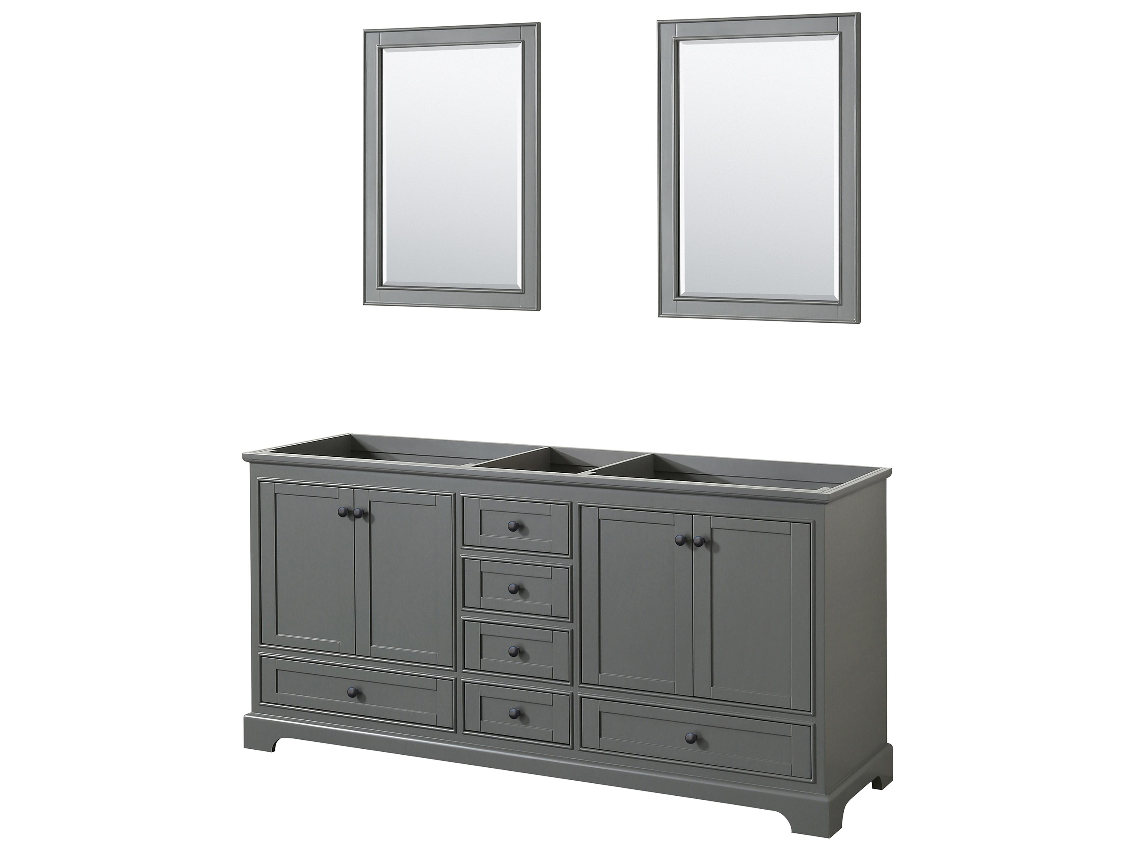 Wyndham Collection Deborah 71" Dark Gray Vanity with 24" Mirror