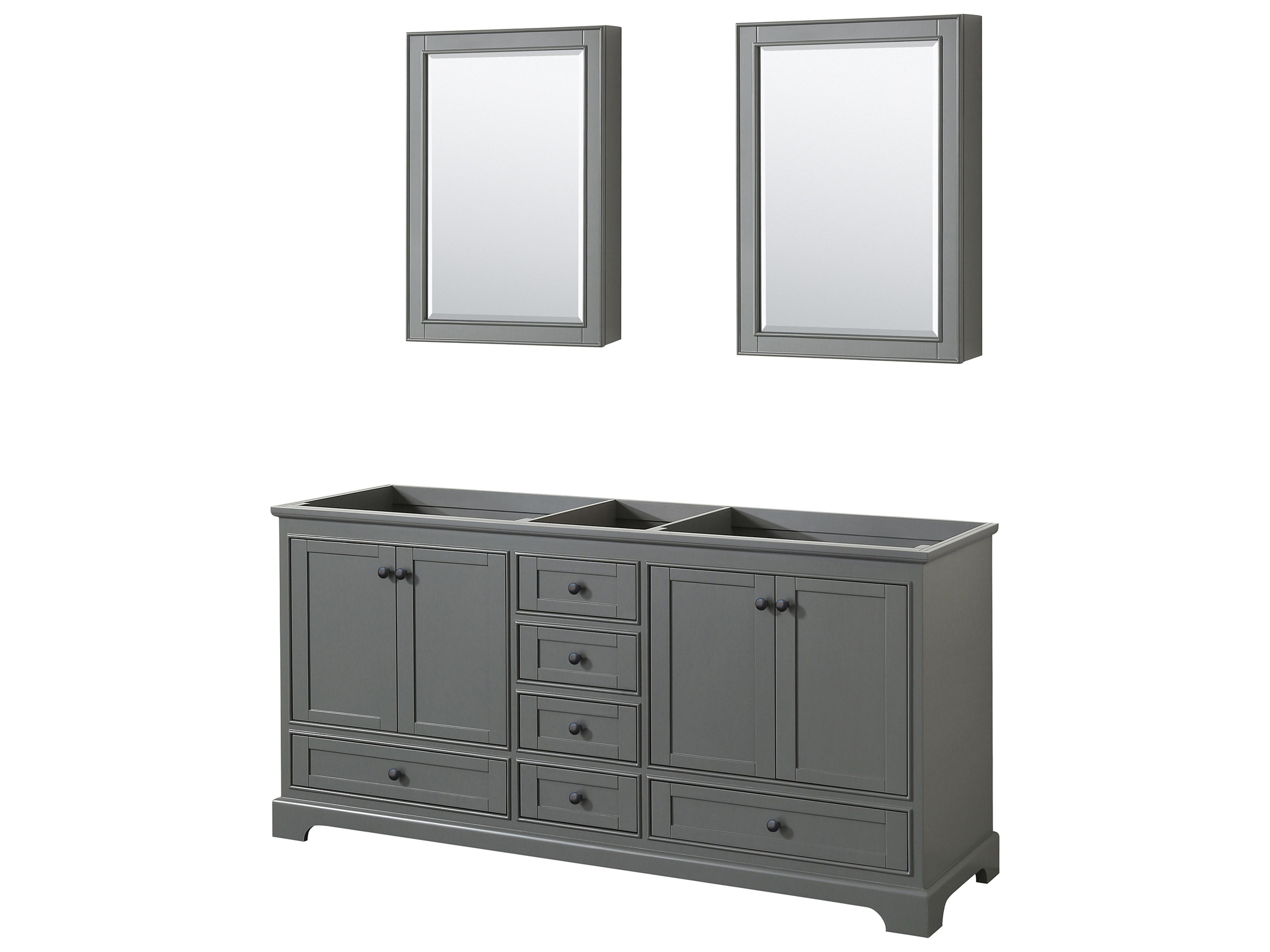 Wyndham Collection Deborah 71" Dark Gray Vanity with Medicine Cabinet