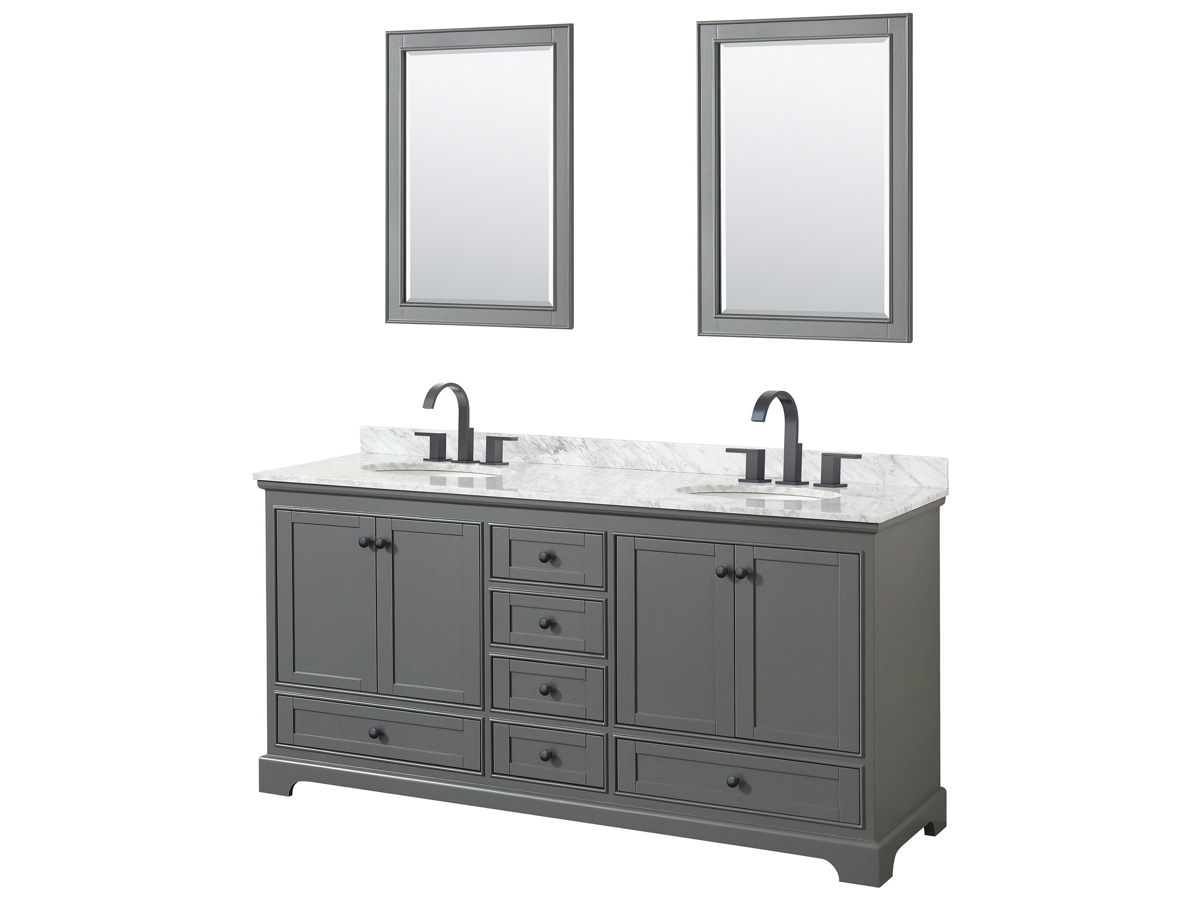 Wyndham Collection Deborah 72" Dark Gray Vanity with 24" Mirror