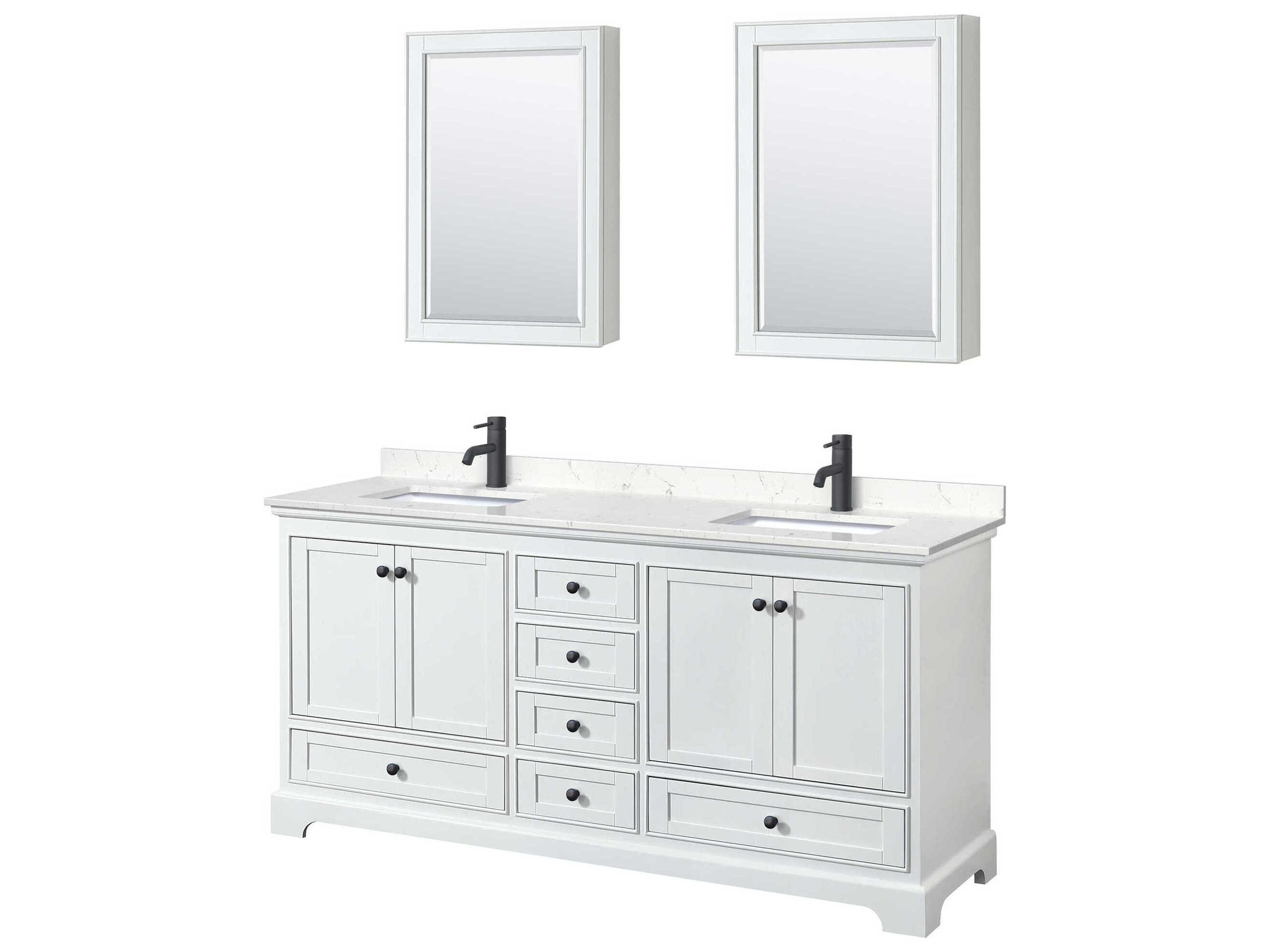 Wyndham Collection Deborah 72" White Vanity with Medicine Cabinet