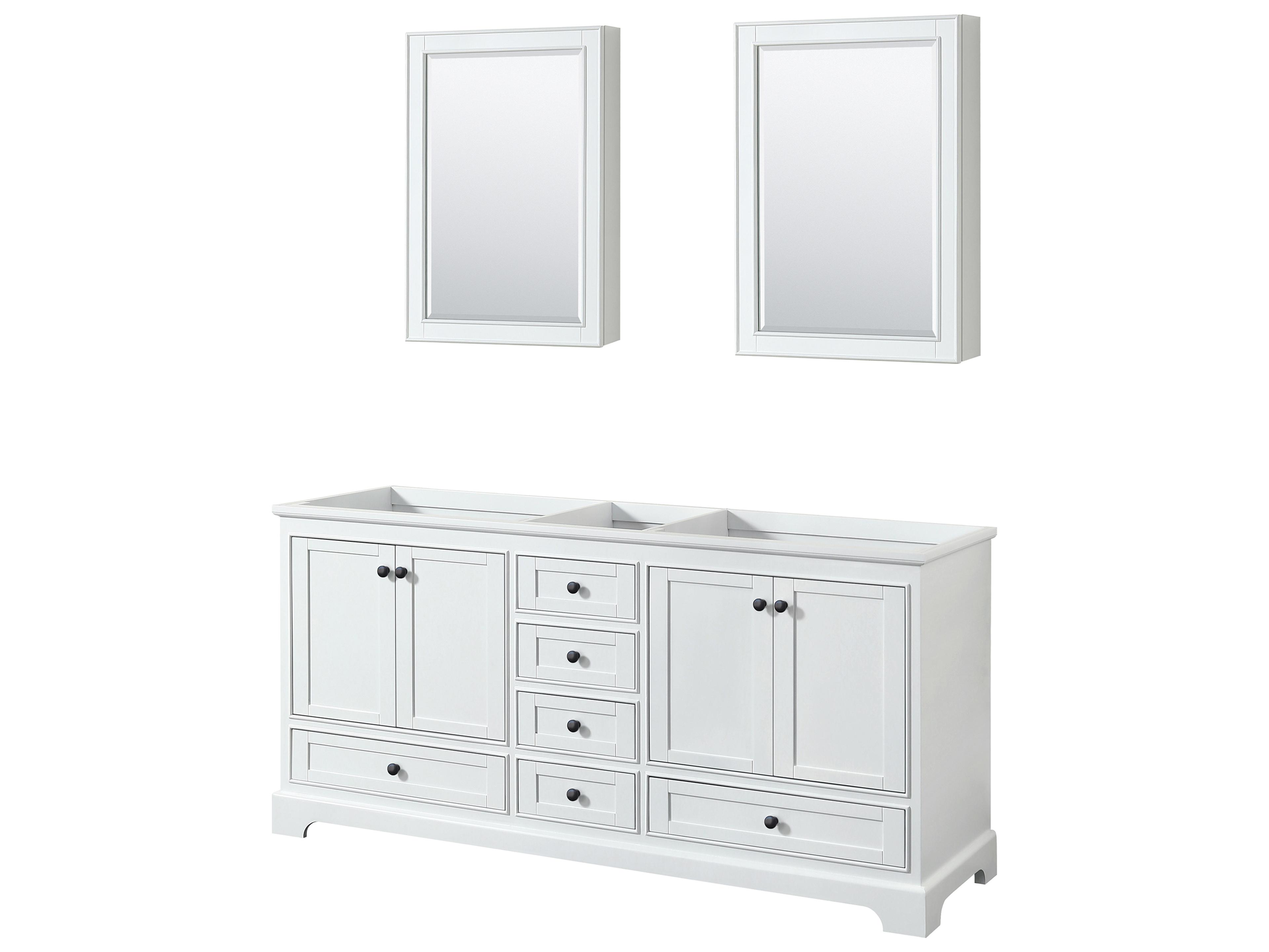 Wyndham Collection Deborah 71" White Vanity with Medicine Cabinet