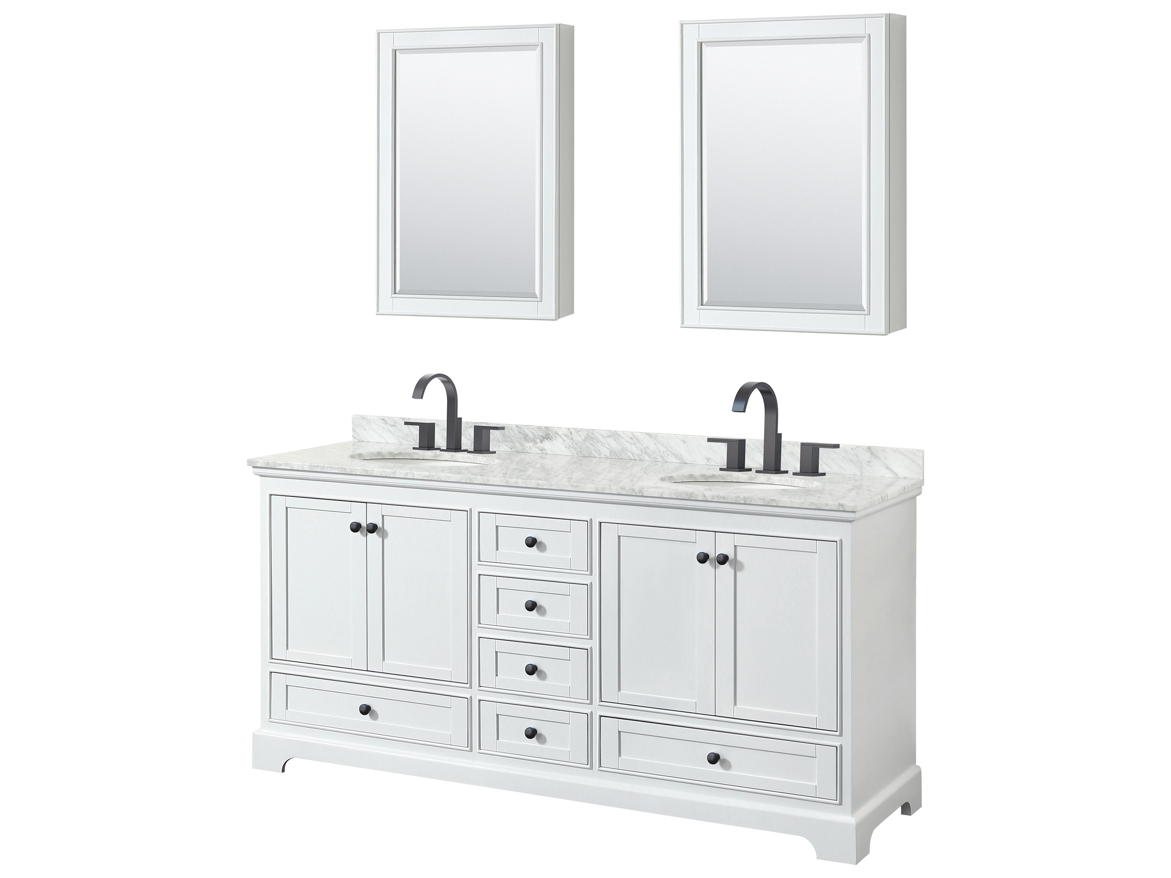 Wyndham Collection Deborah 72" White Vanity with Medicine Cabinet