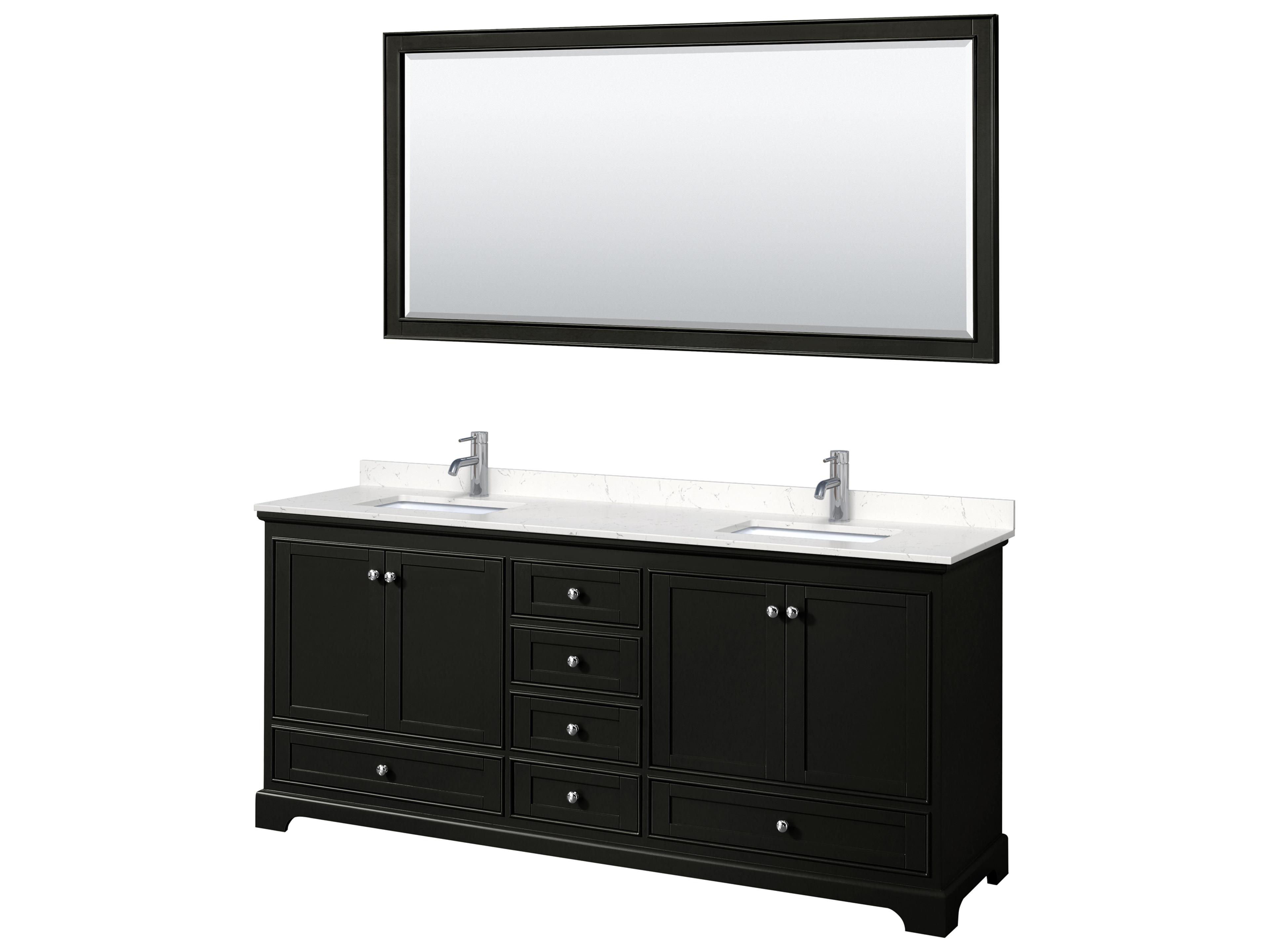 Wyndham Collection Deborah 80" Dark Espresso Vanity with 70" Mirror