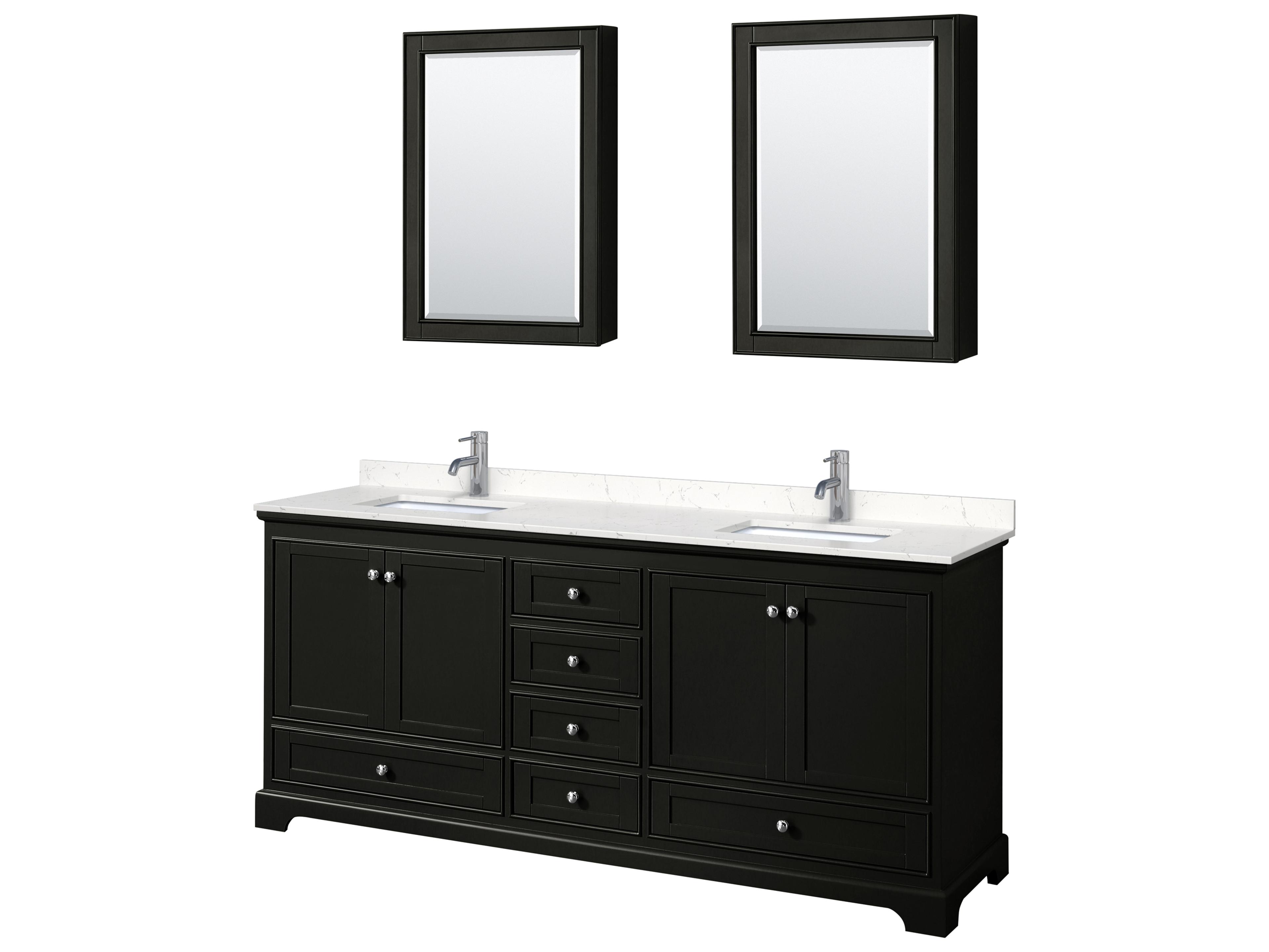 Wyndham Collection Deborah 80" Dark Espresso Vanity with Medicine Cabinet