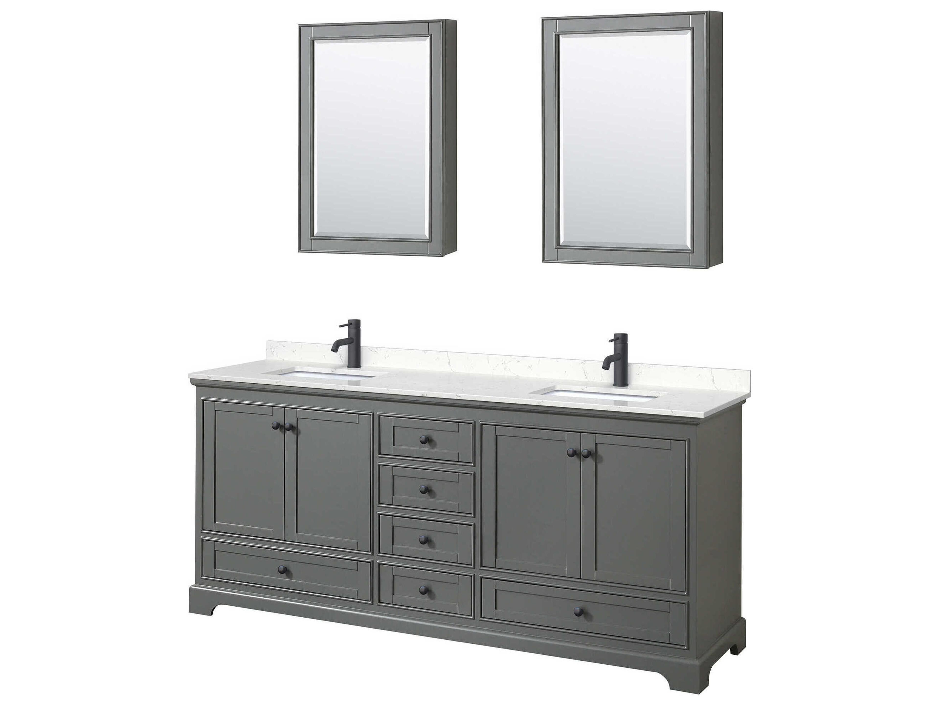Wyndham Collection Deborah 80" Dark Gray Vanity with Medicine Cabinet