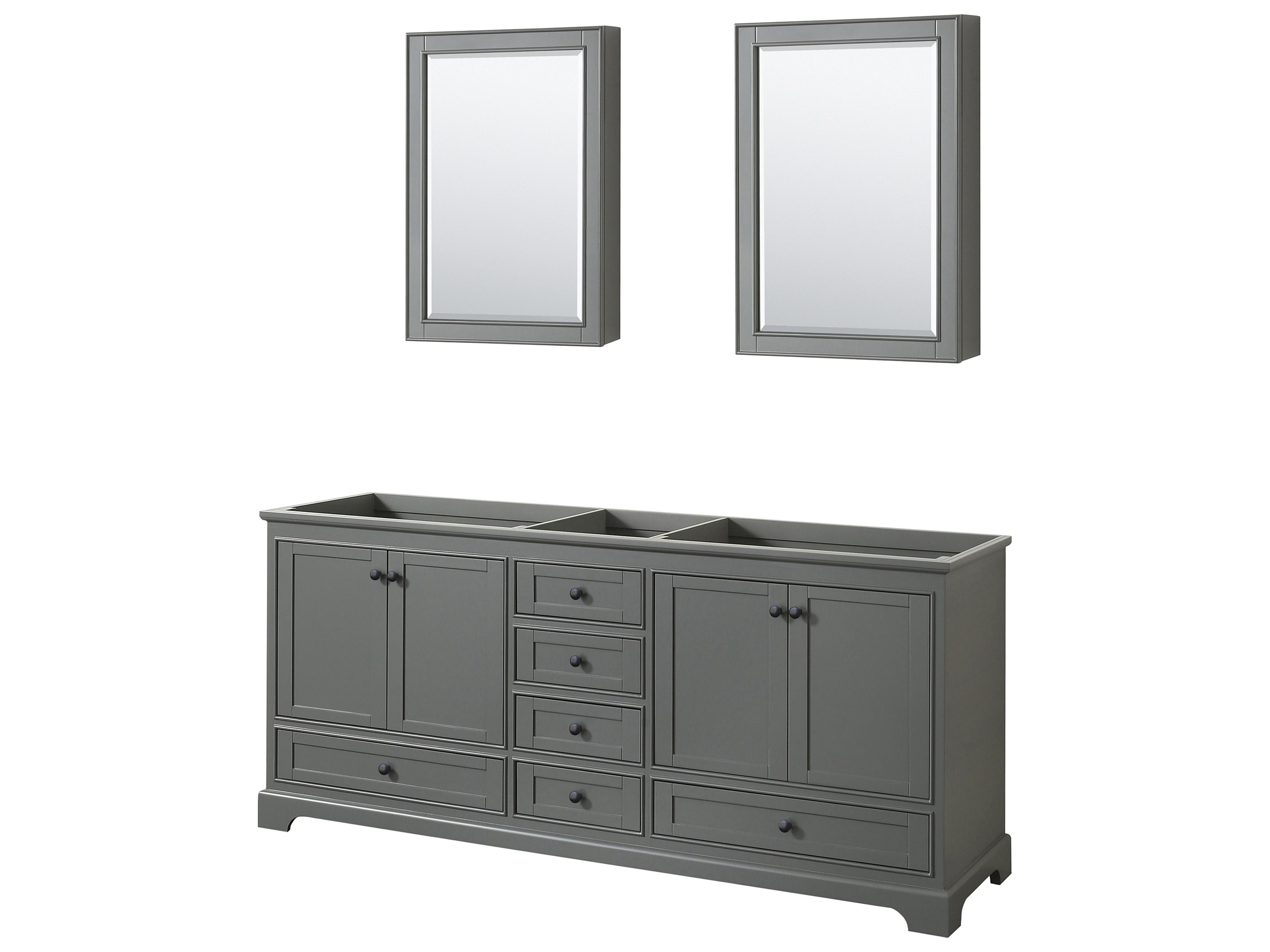 Wyndham Collection Deborah 79" Dark Gray Vanity with Medicine Cabinet