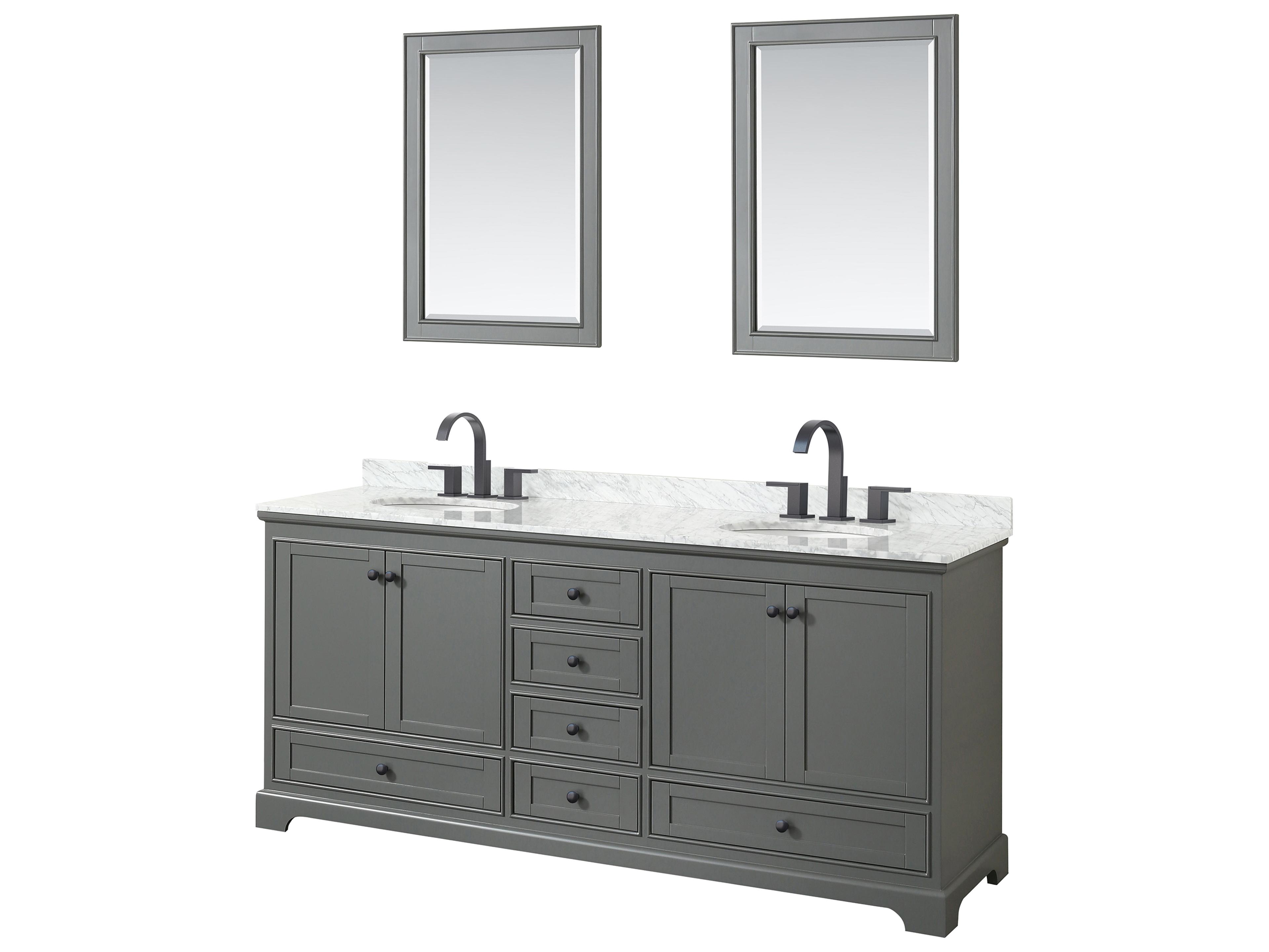 Wyndham Collection Deborah 80" Dark Gray Vanity with 24" Mirror