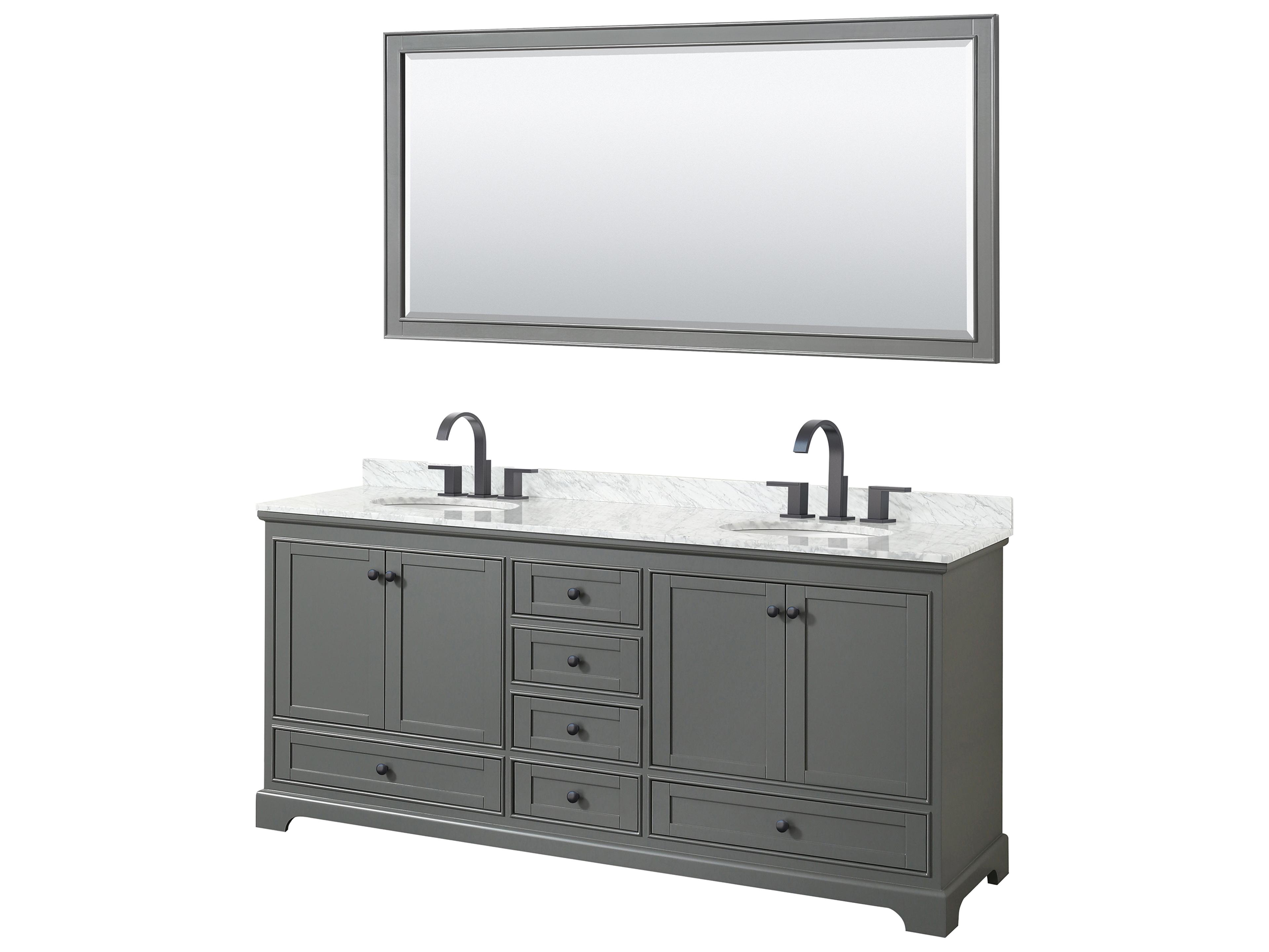 Wyndham Collection Deborah 80" Dark Gray Vanity with 70" Mirror