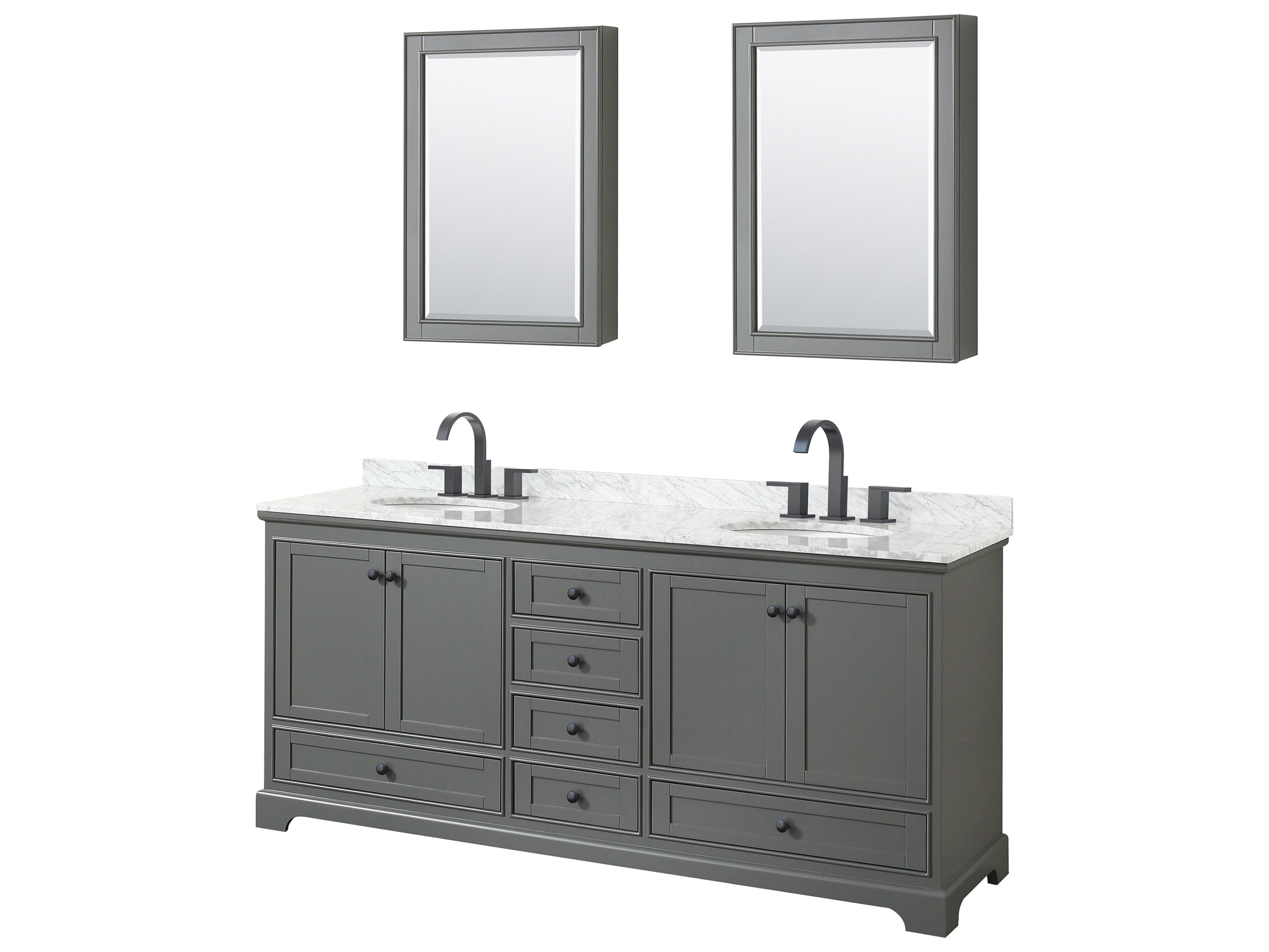 Wyndham Collection Deborah 80" Dark Gray Vanity with Medicine Cabinet