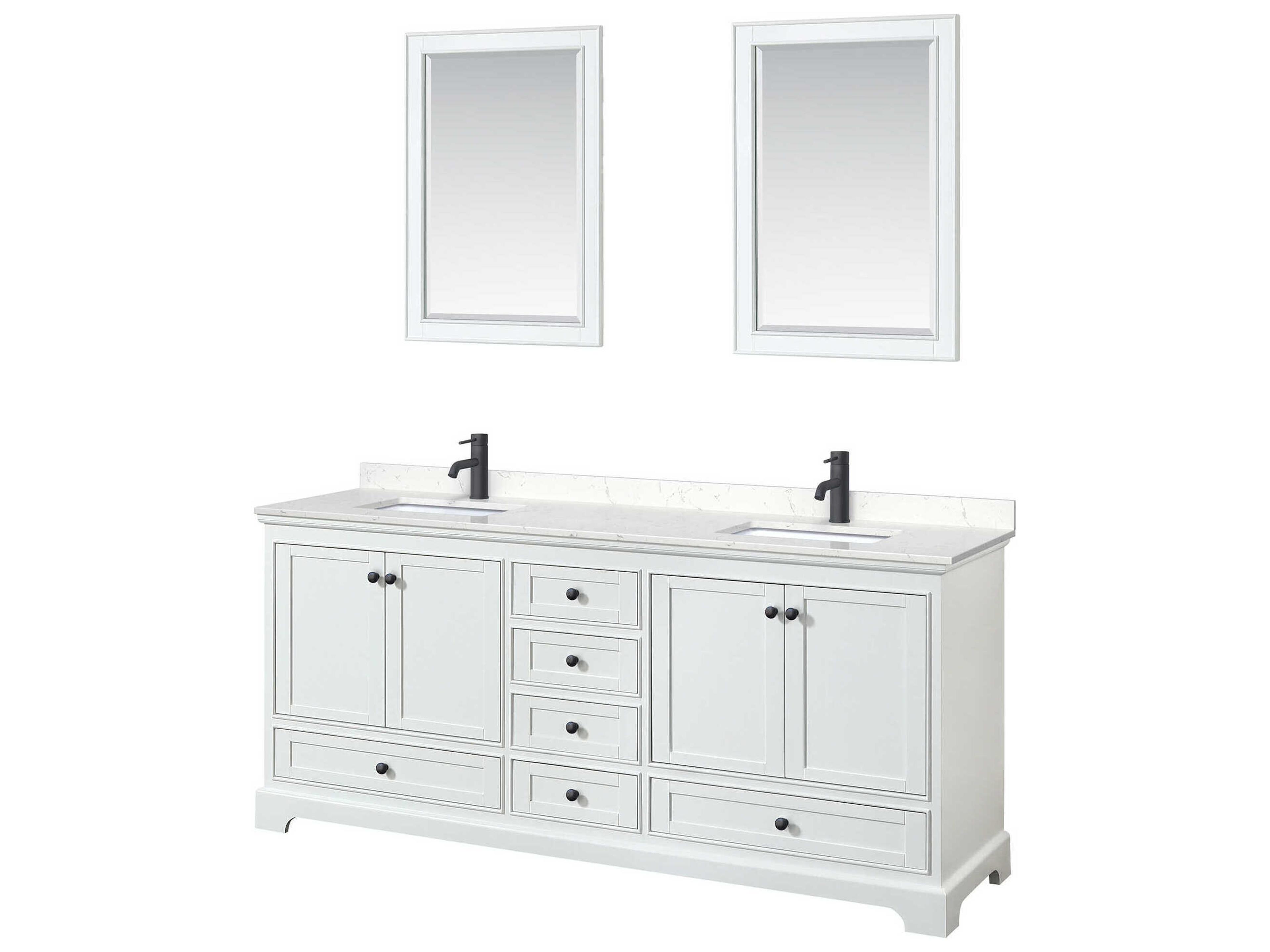 Wyndham Collection Deborah 80" White Vanity with 24" Mirror