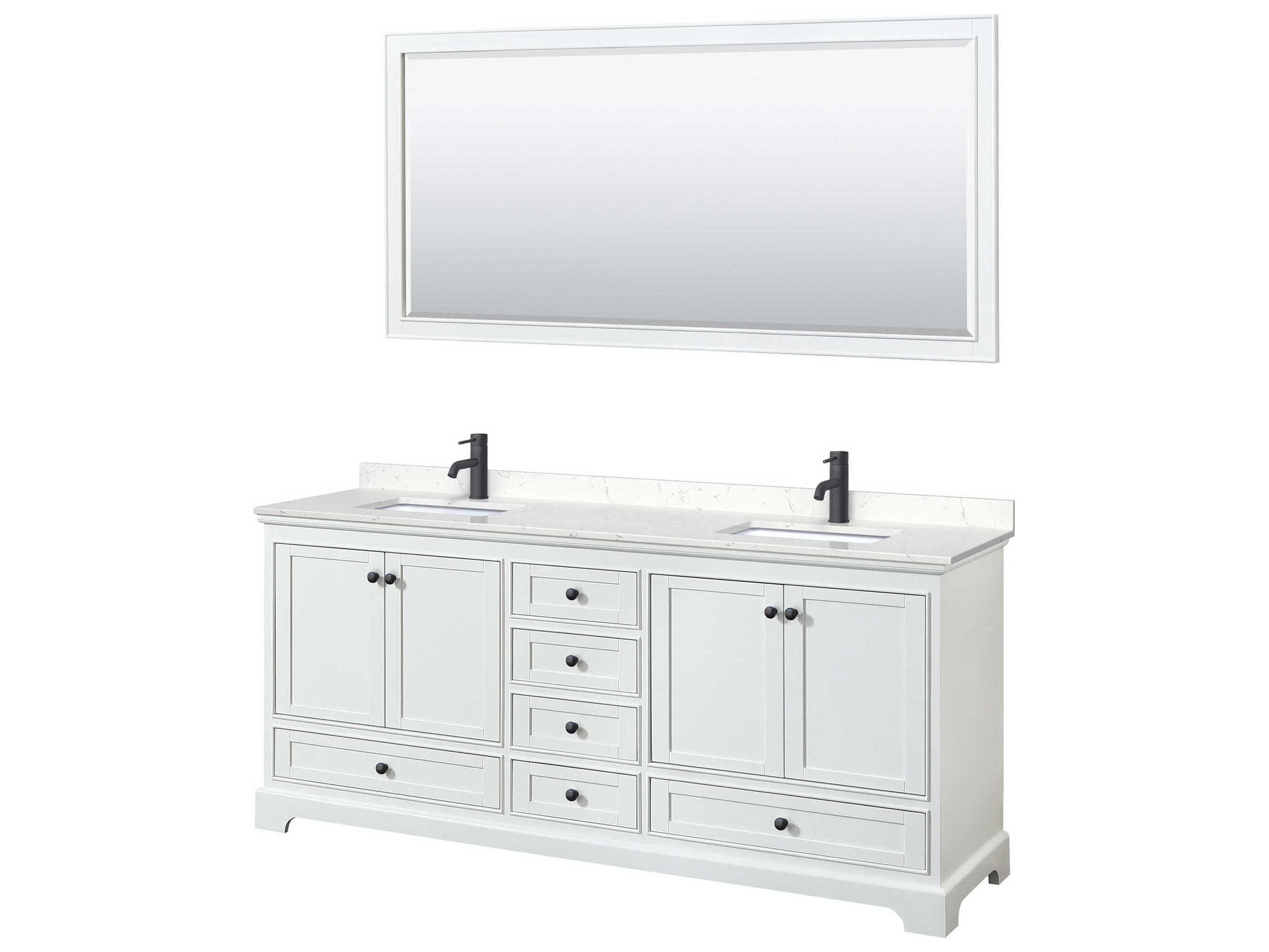 Wyndham Collection Deborah 80" White Vanity with 70" Mirror