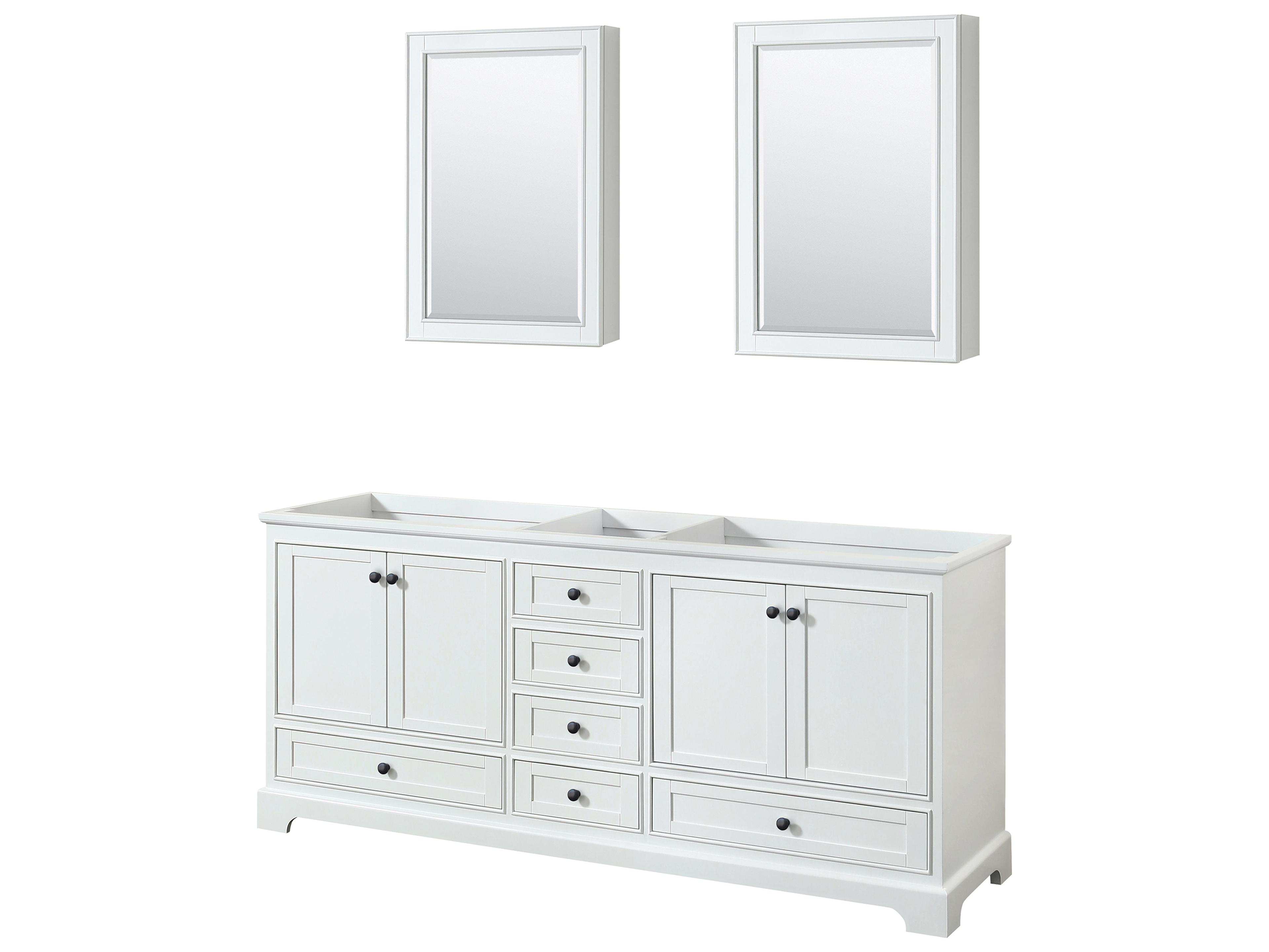 Wyndham Collection Deborah 79" White Vanity with Medicine Cabinet