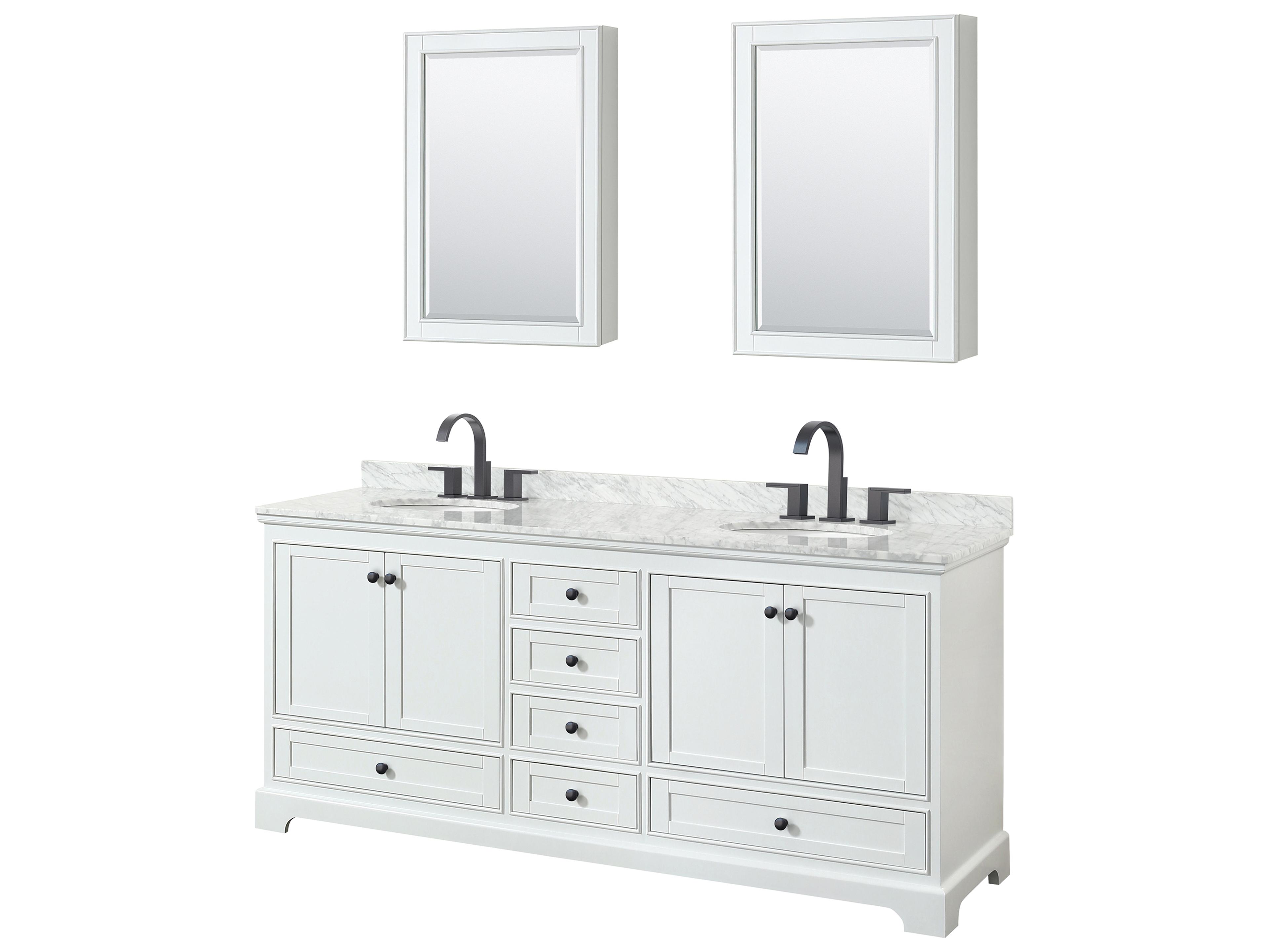 Wyndham Collection Deborah 80" White Vanity with Medicine Cabinet