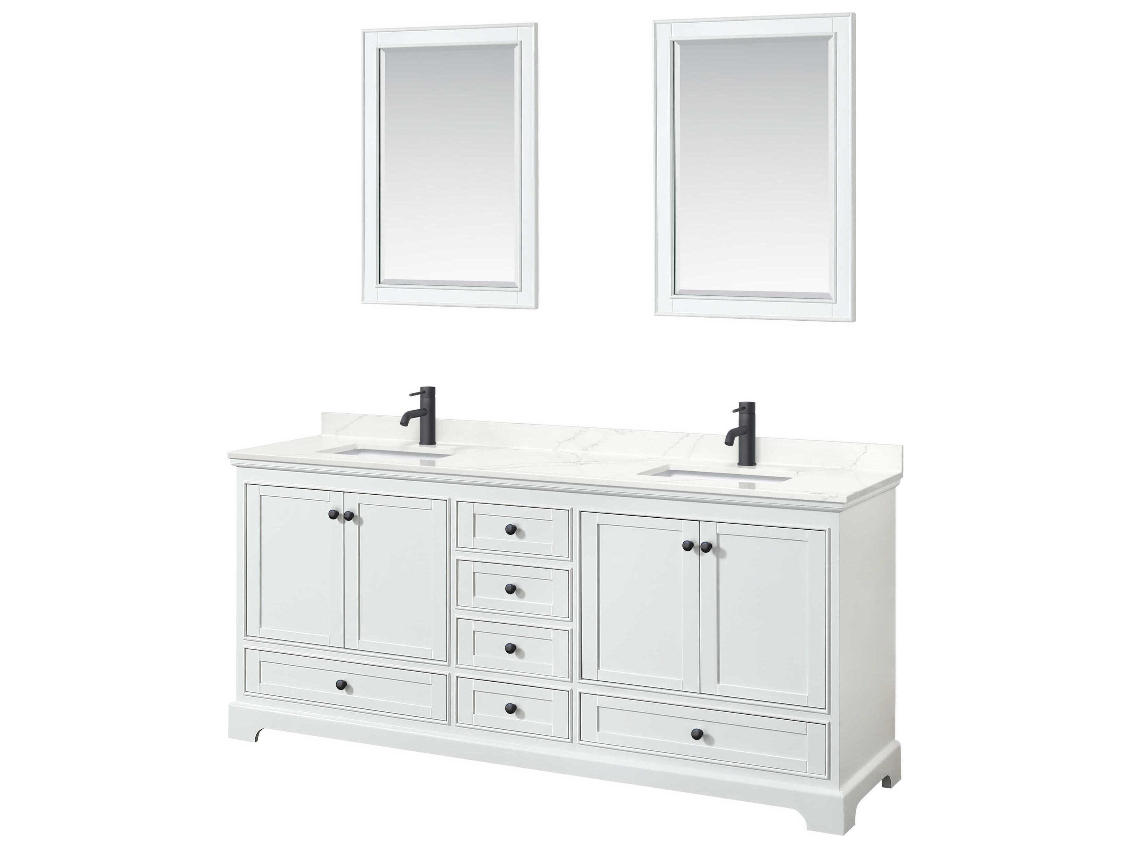 Wyndham Collection Deborah 80" White Vanity with 24" Mirror