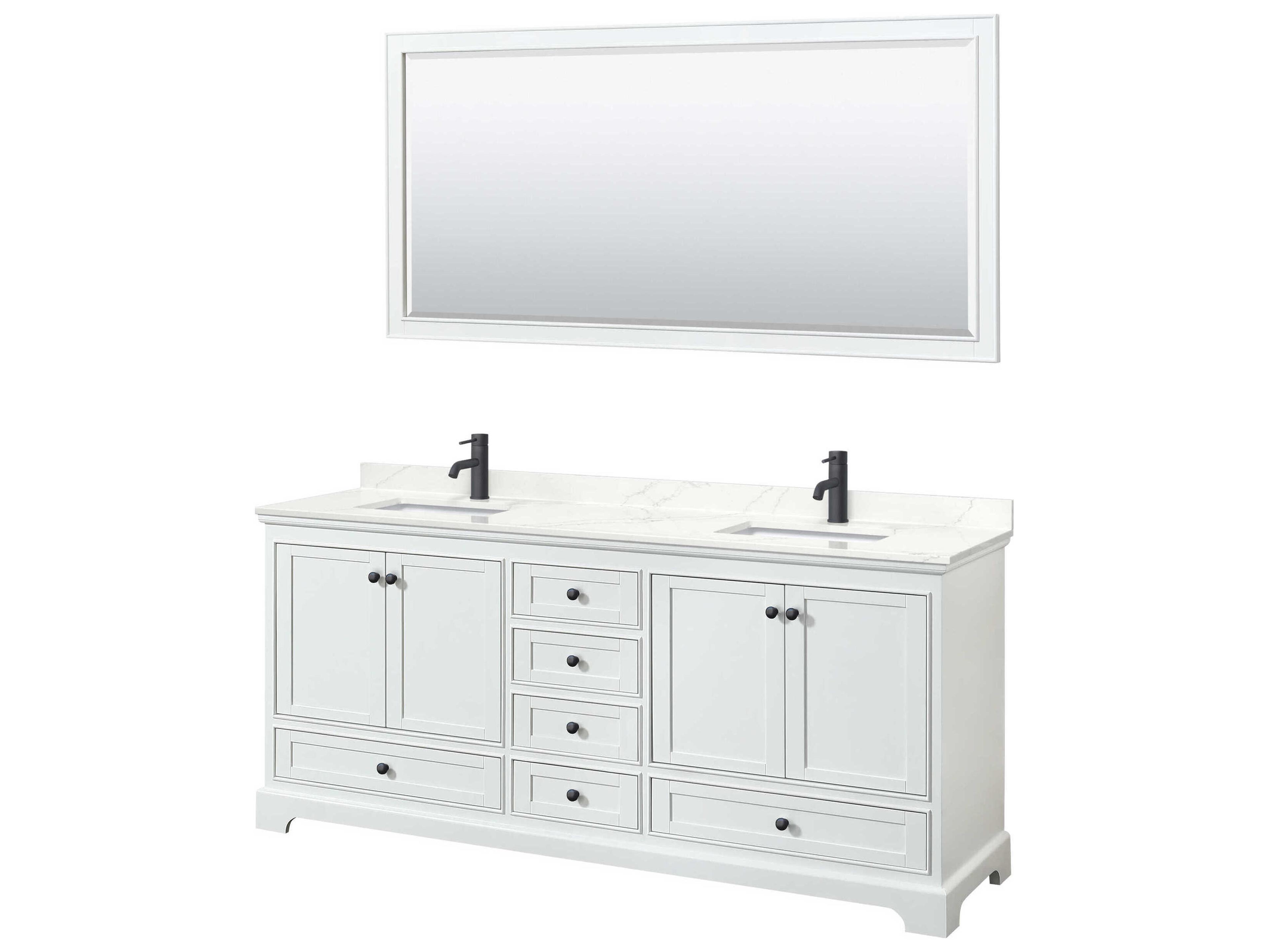 Wyndham Collection Deborah 80" White Vanity with 70" Mirror