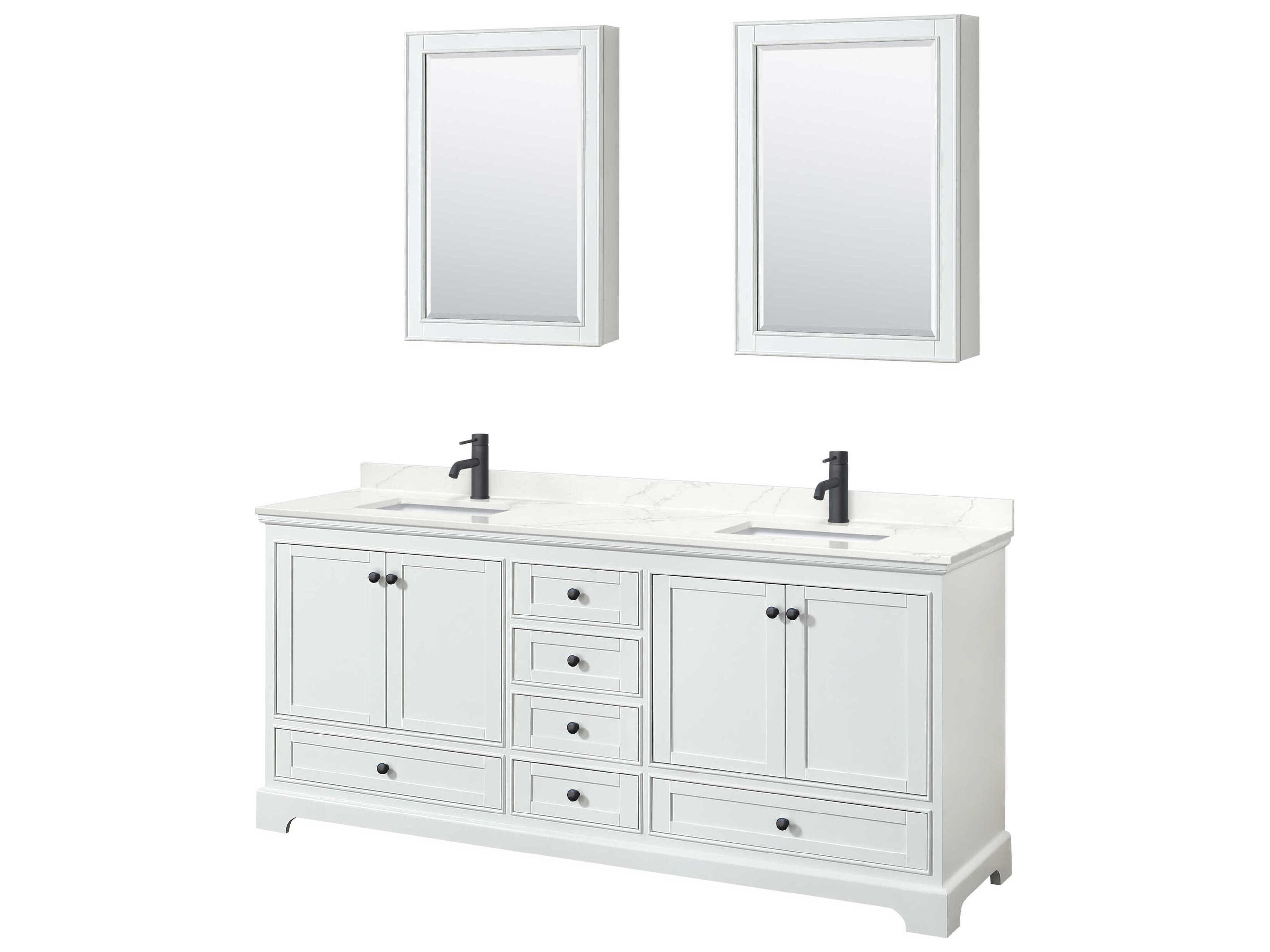 Wyndham Collection Deborah 80" White Vanity with Medicine Cabinet