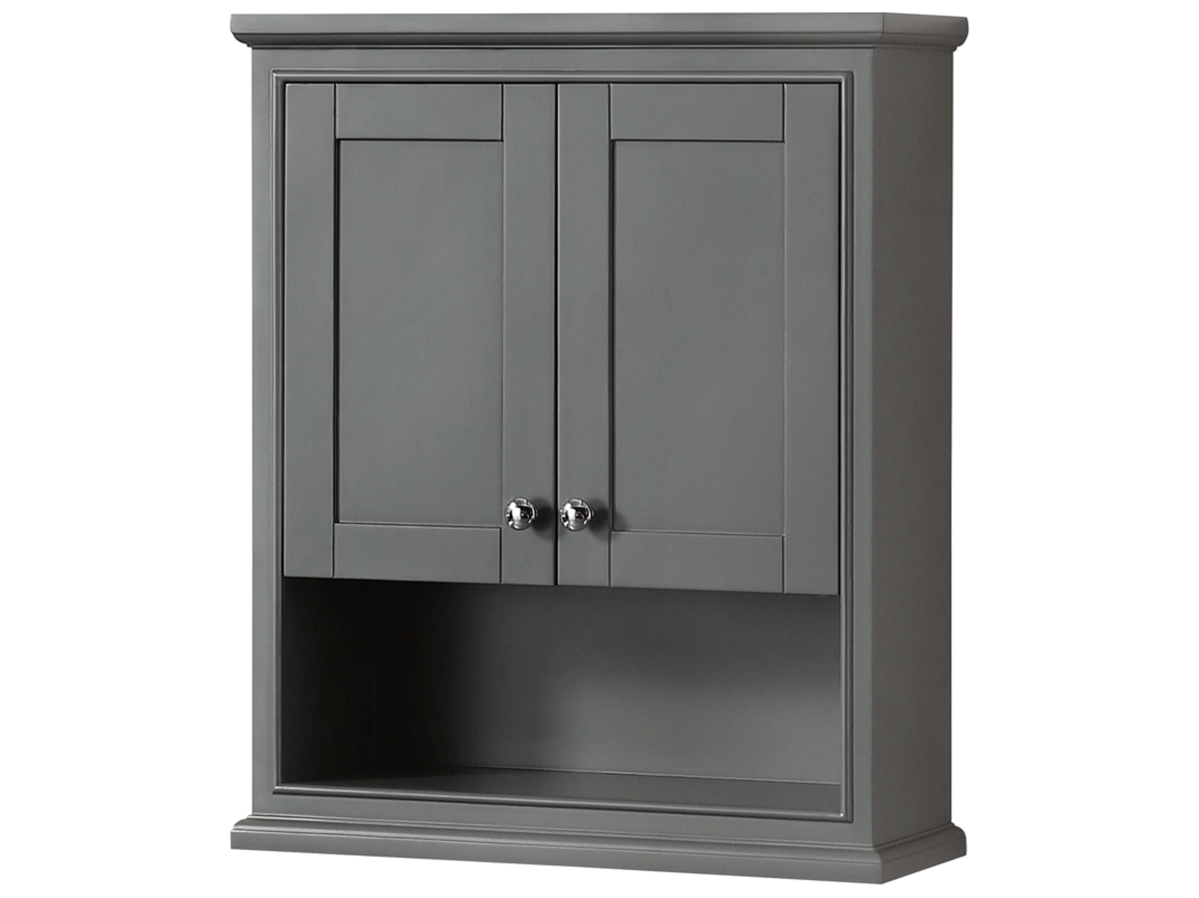 Wyndham Collection Deborah Dark Gray Over-the-Toilet Bathroom Wall-Mounted Storage Cabinet
