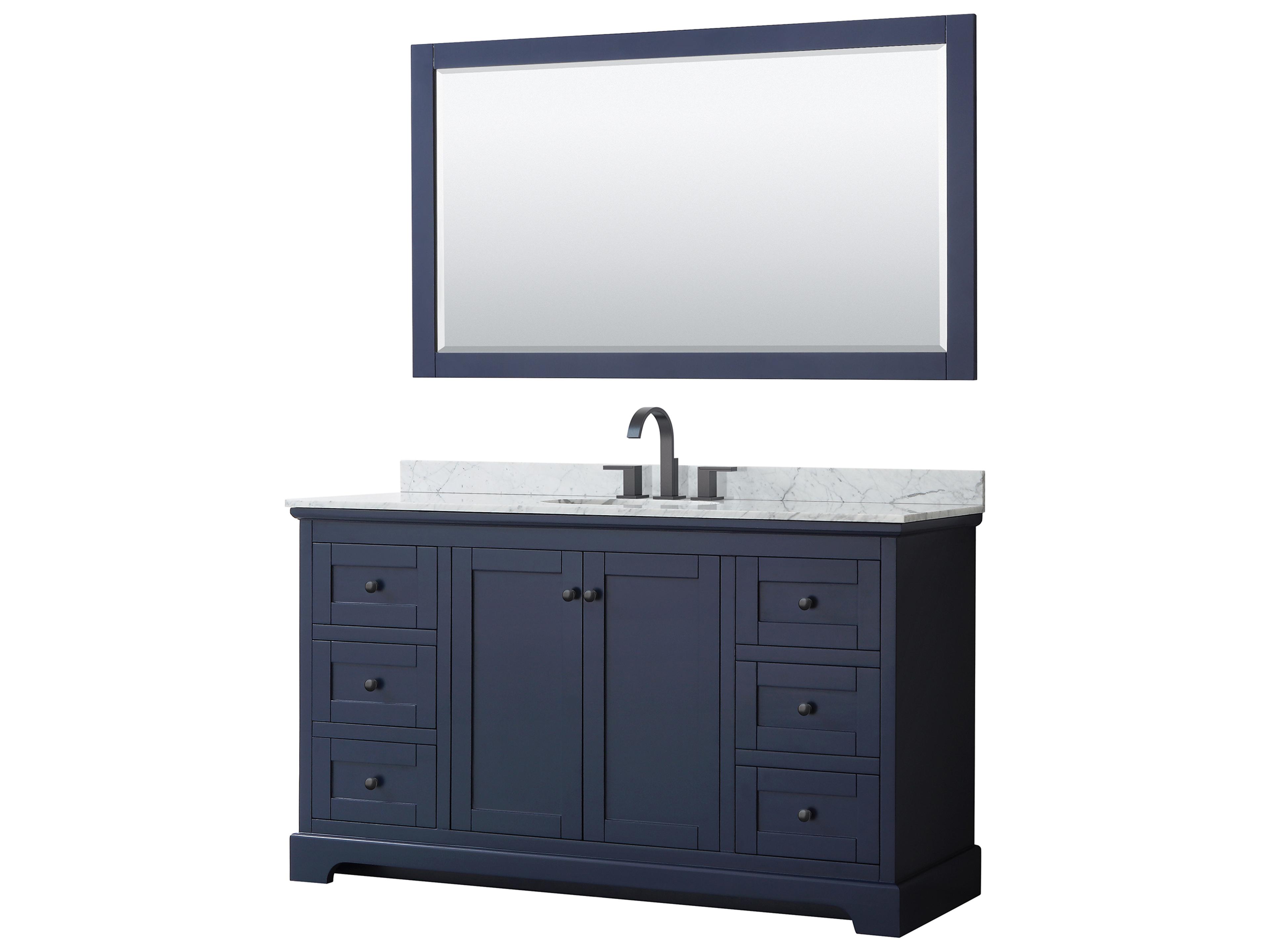 Avery 60" Dark Blue Vanity with 58" Mirror