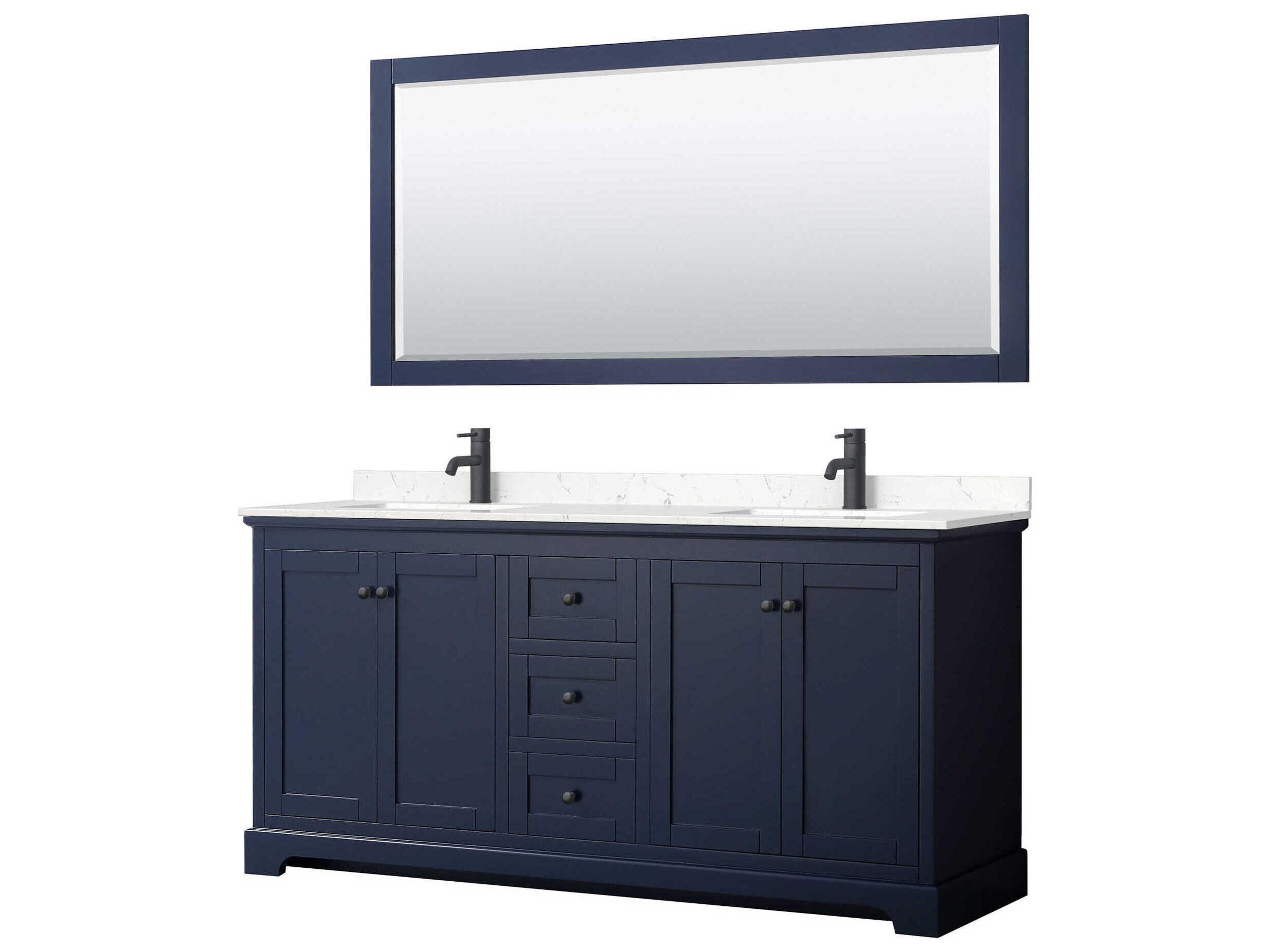 Avery 72" Dark Blue Vanity with 70" Mirror