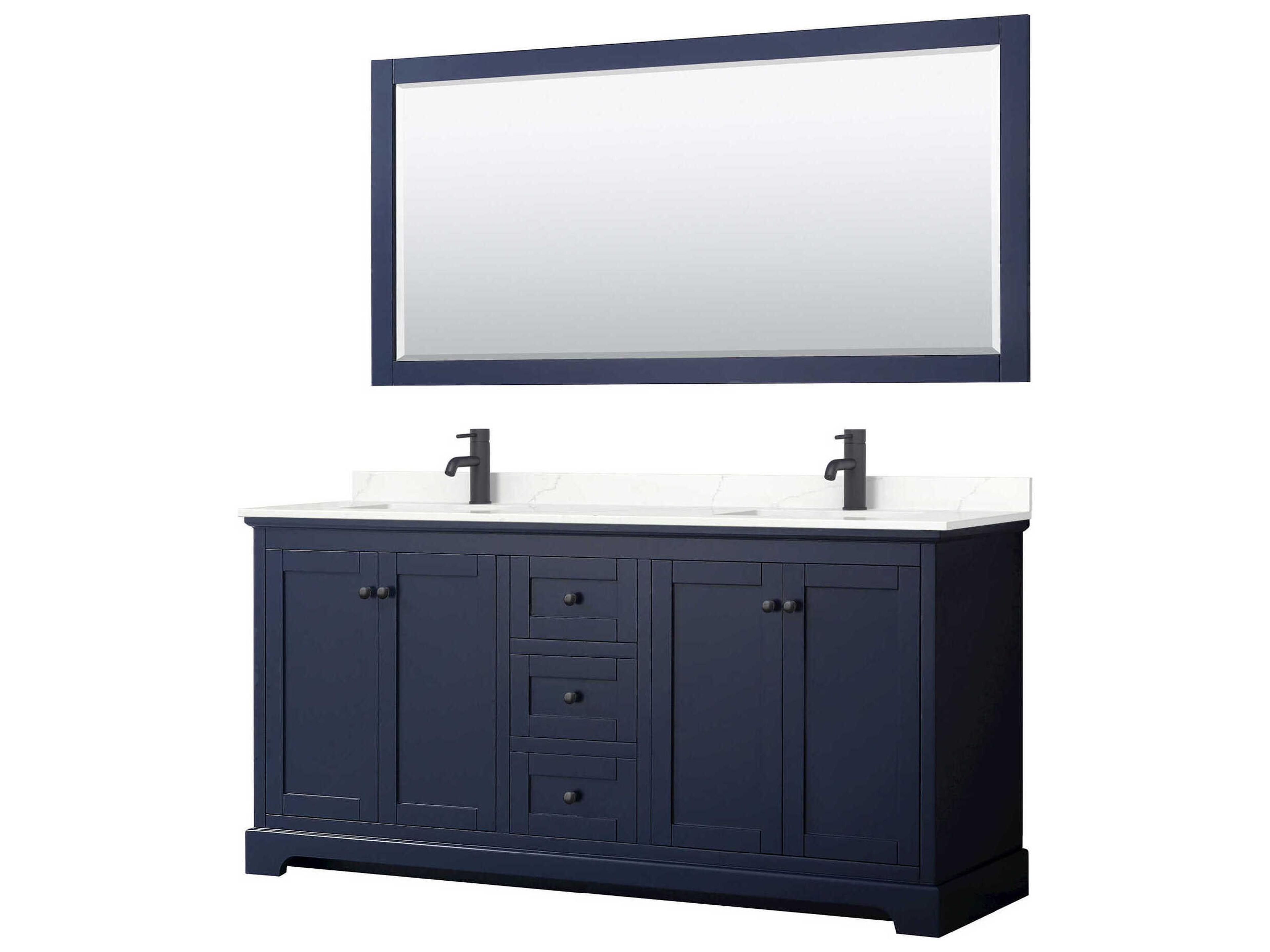 Avery 72" Dark Blue Vanity with 70" Mirror