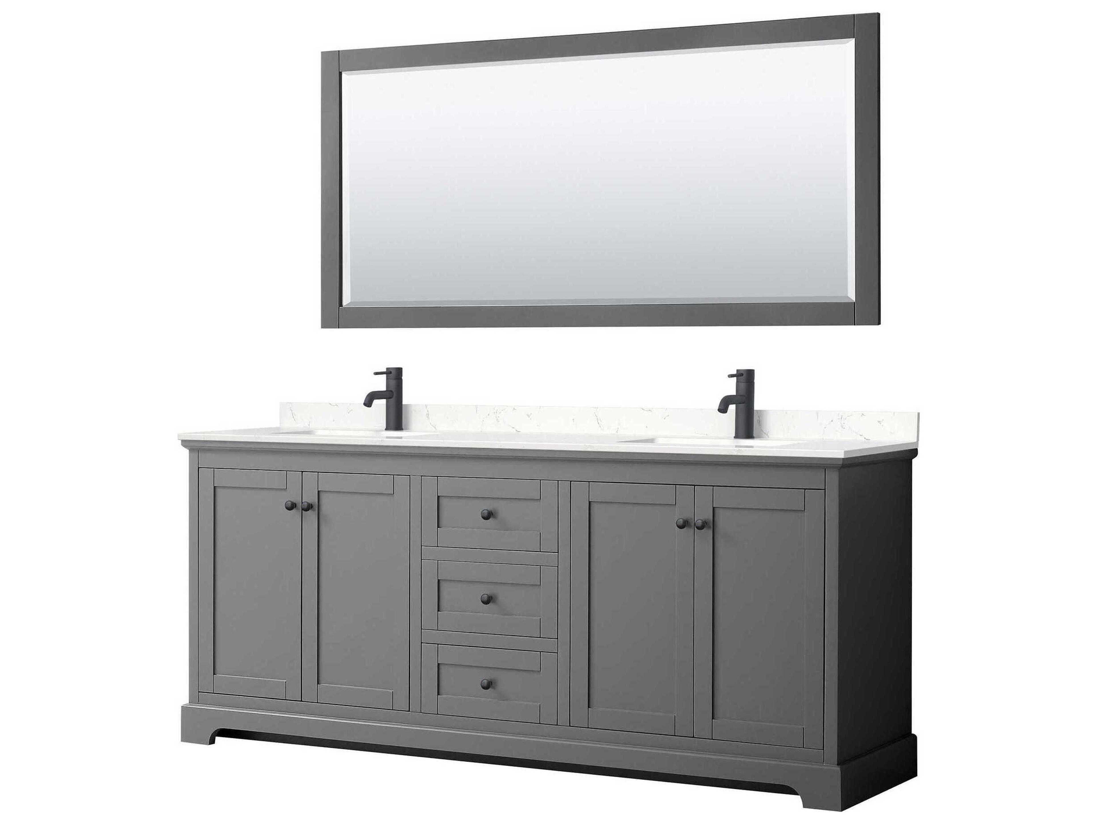 Wyndham Collection Avery 80" Dark Gray Vanity with 70" Mirror
