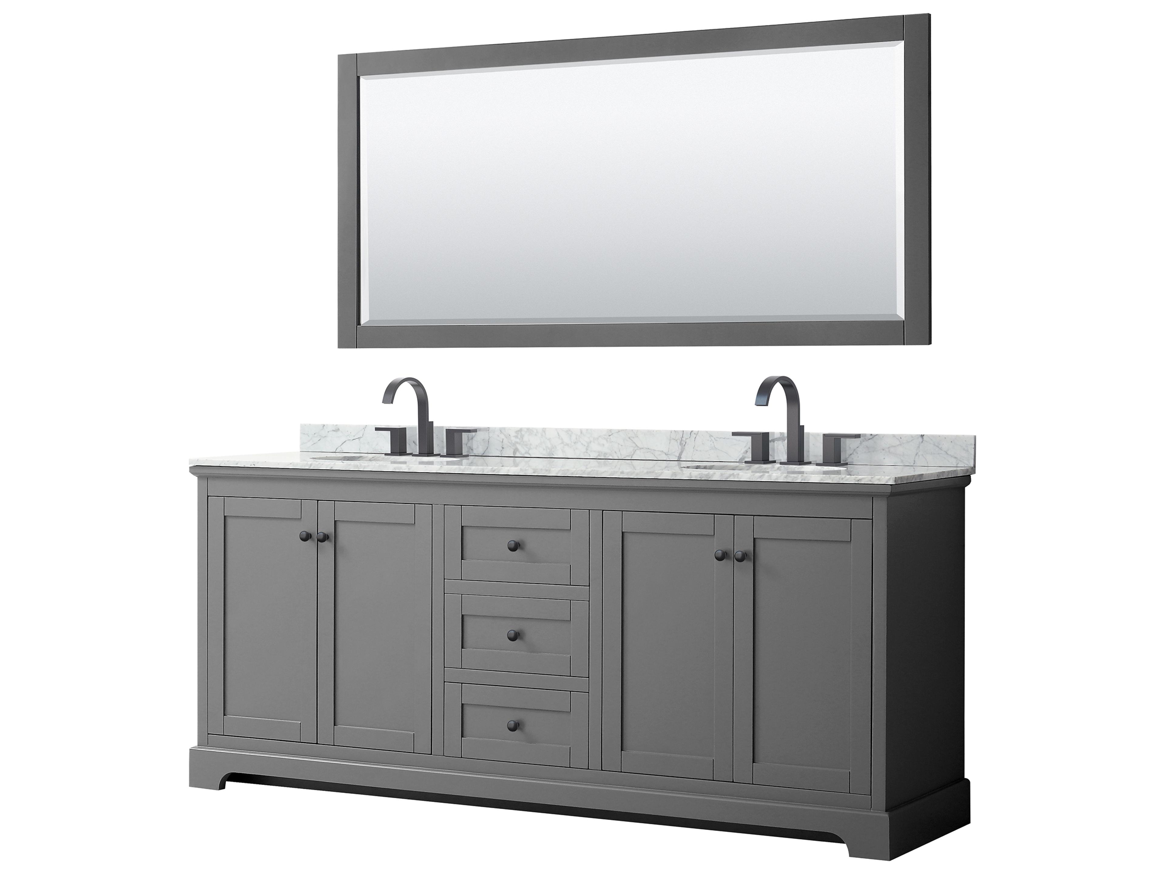 Wyndham Collection Avery 80" Dark Gray Vanity with 70" Mirror