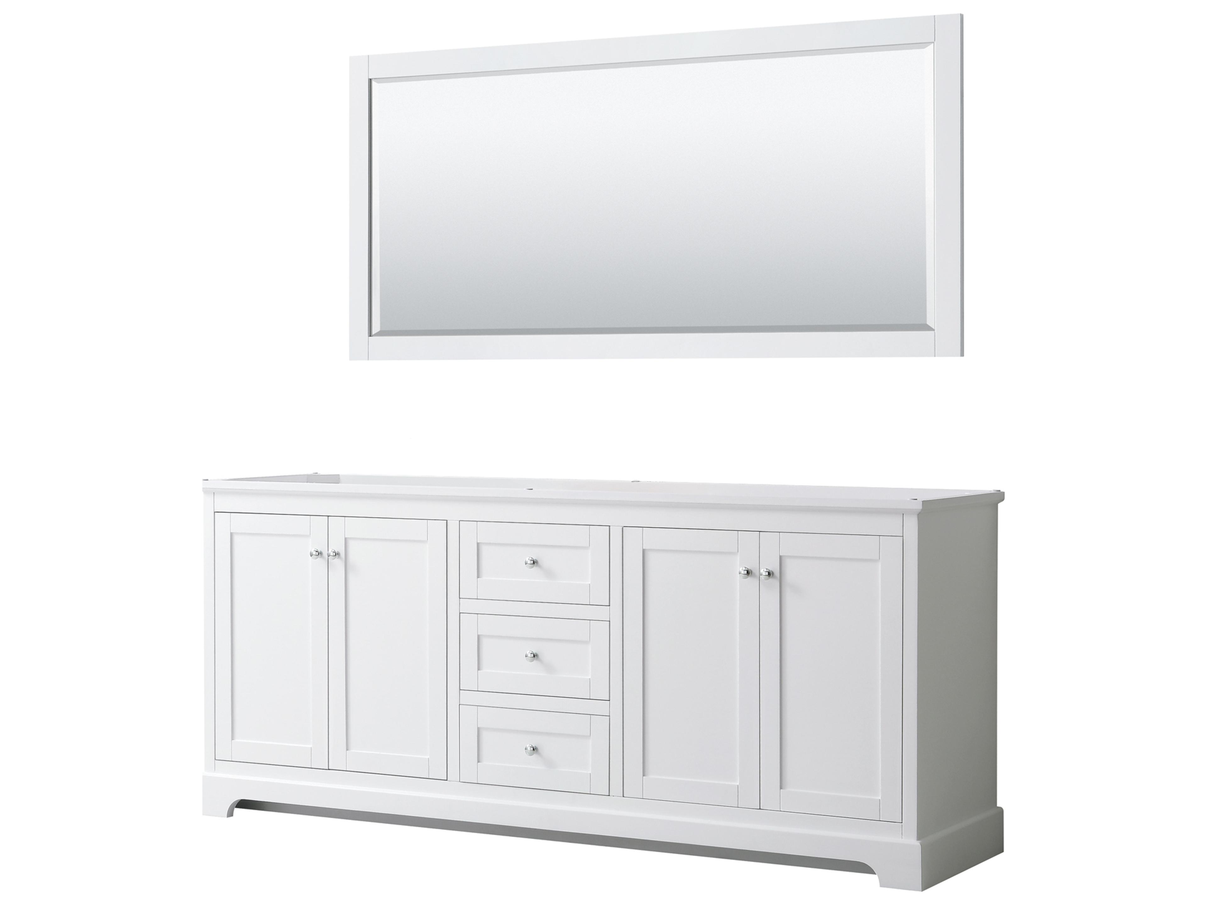 Wyndham Collection Avery 79" White Vanity with 70" Mirror