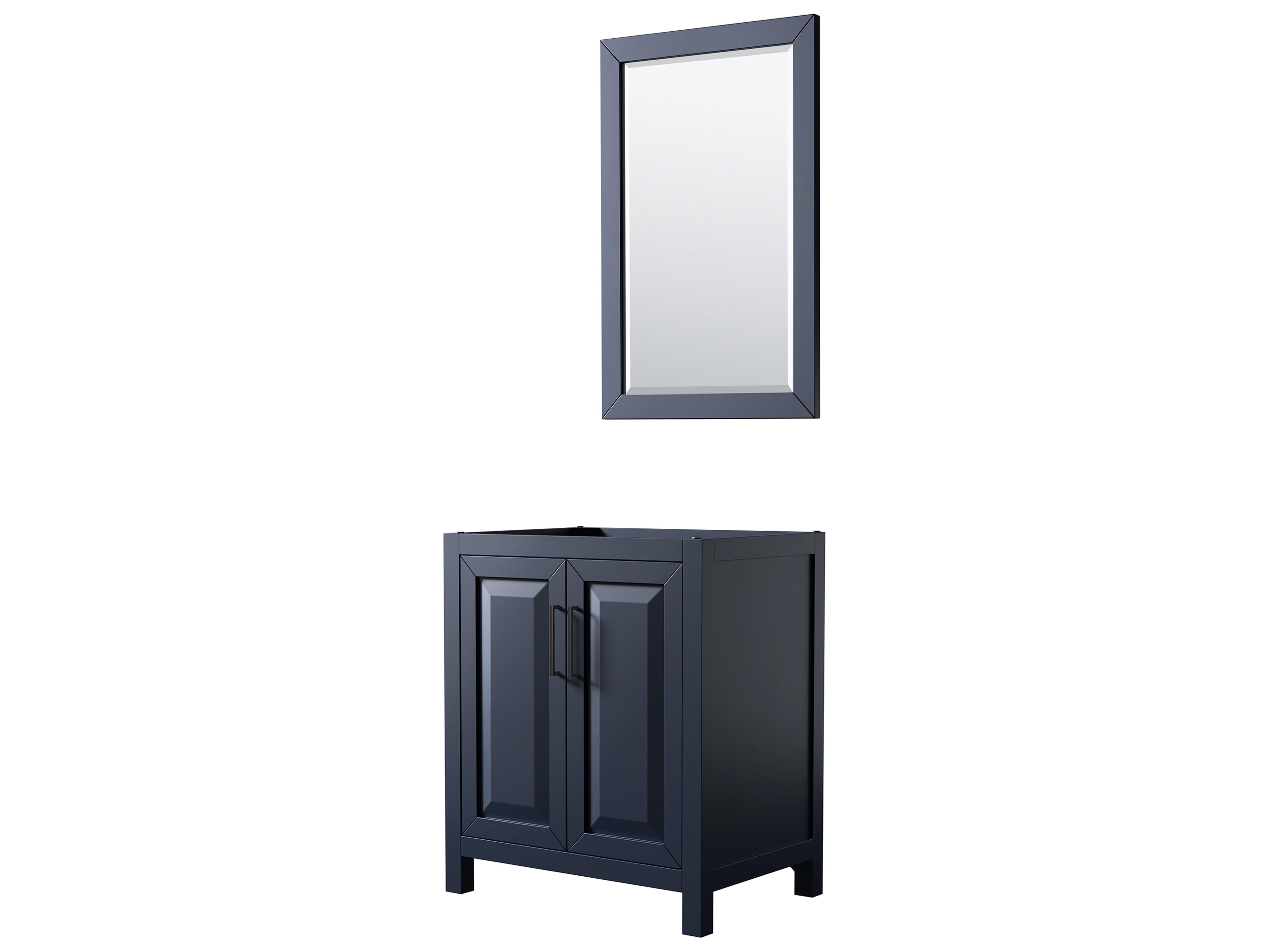 Wyndham Collection Daria 29" Dark Blue Vanity with 24" Mirror