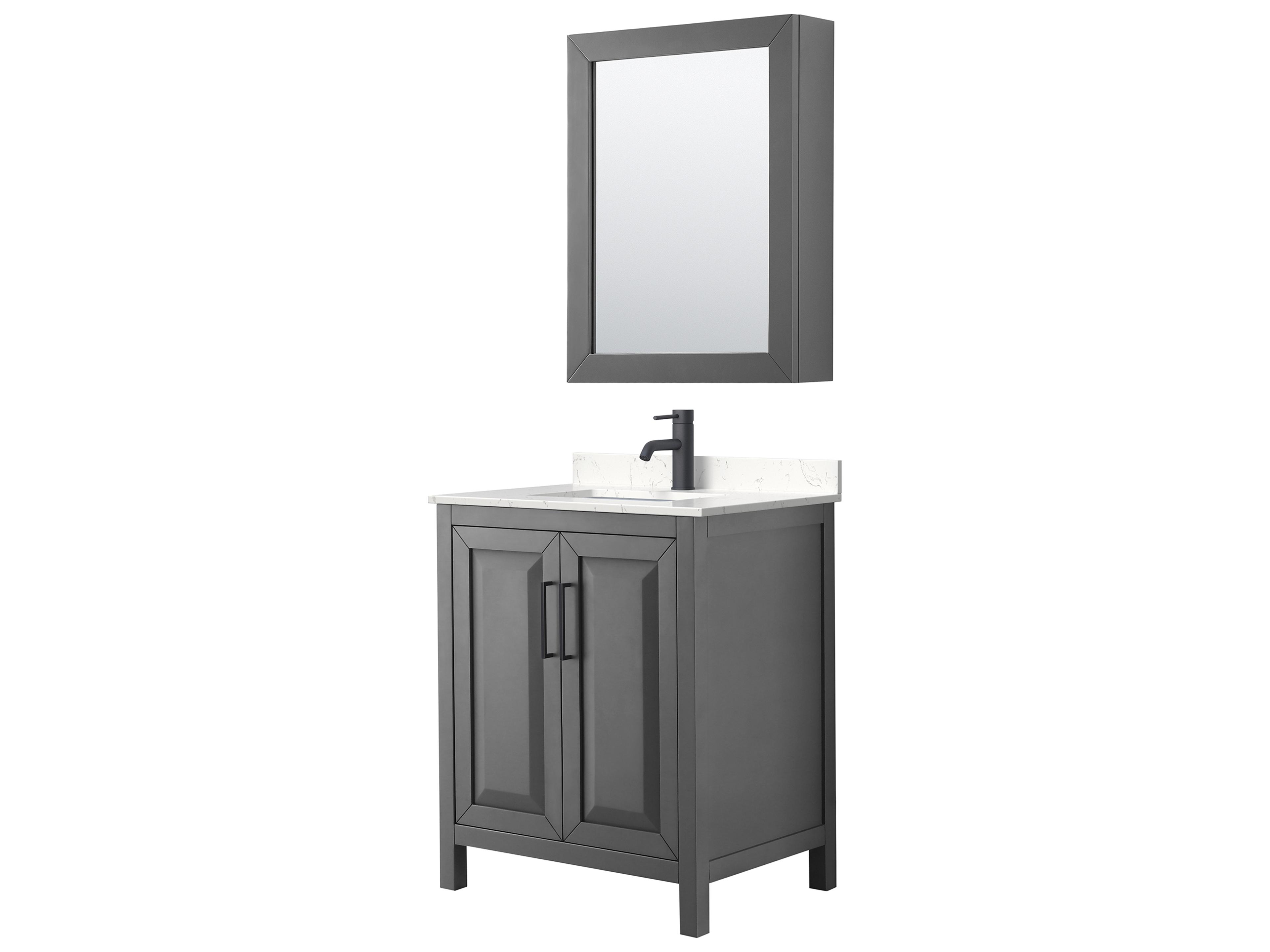 Wyndham Collection Daria 30" Dark Gray Vanity with Medicine Cabinet