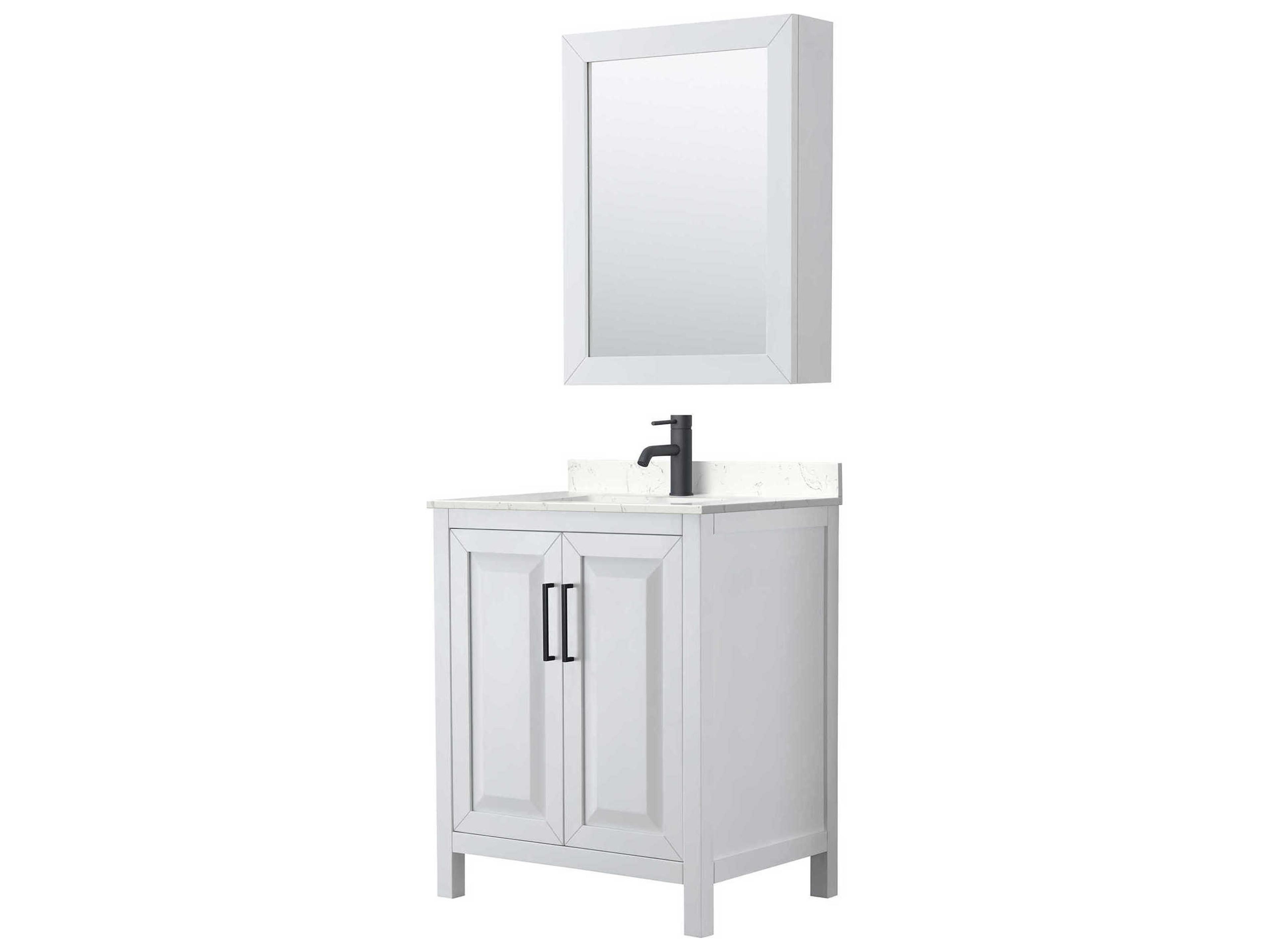 Wyndham Collection Daria 30" White Vanity with Medicine Cabinet