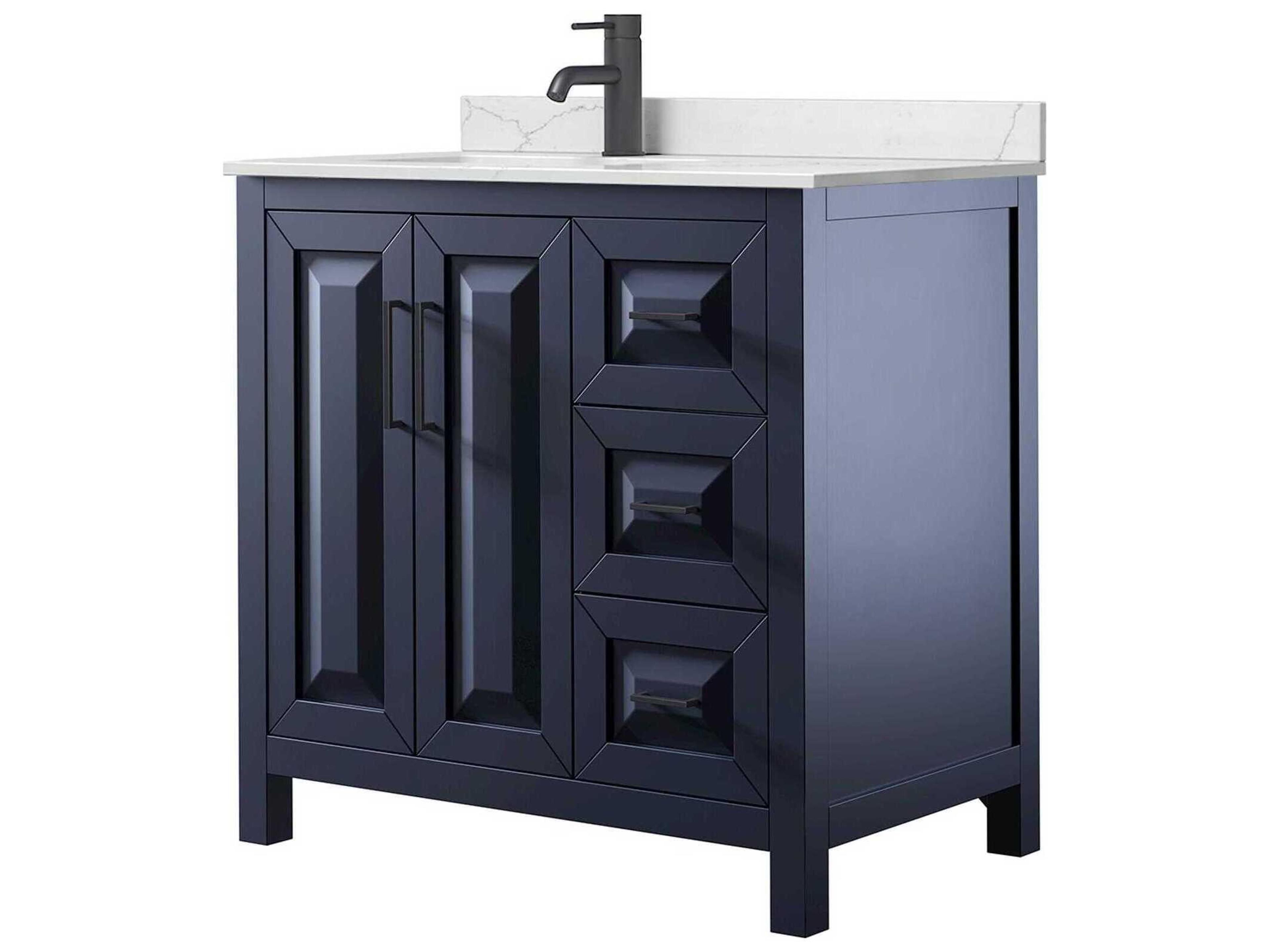 Wyndham Collection Daria 36" Dark Blue Vanity