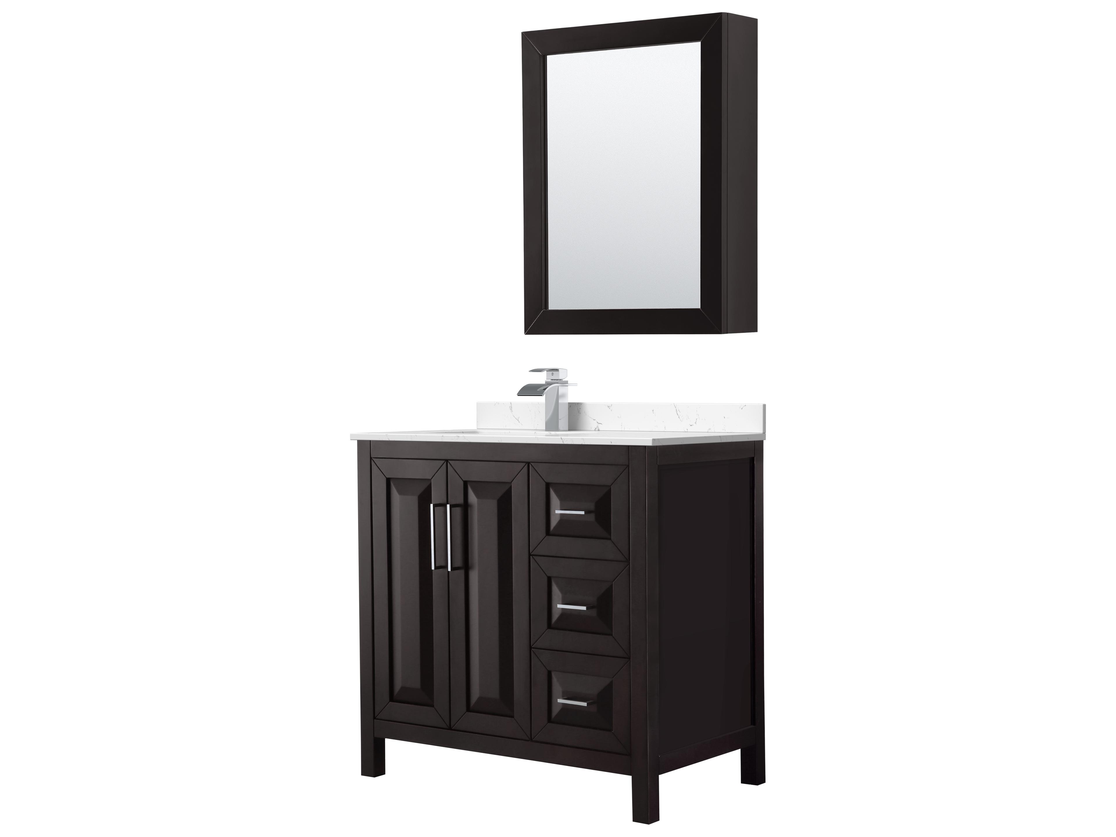 Wyndham Collection Daria 36" Dark Espresso Vanity with Medicine Cabinet