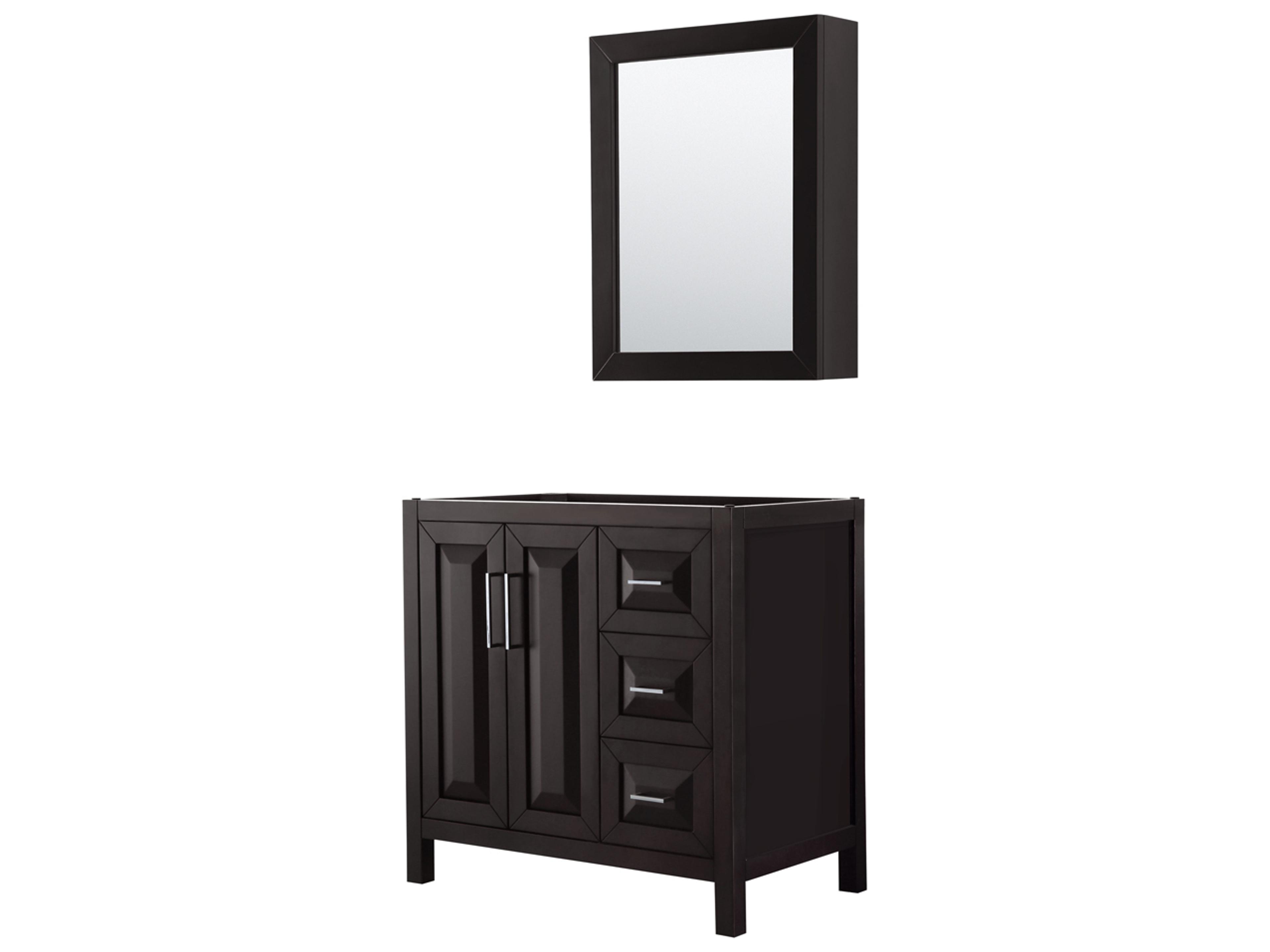 Wyndham Collection Daria 35" Dark Espresso Vanity with Medicine Cabinet