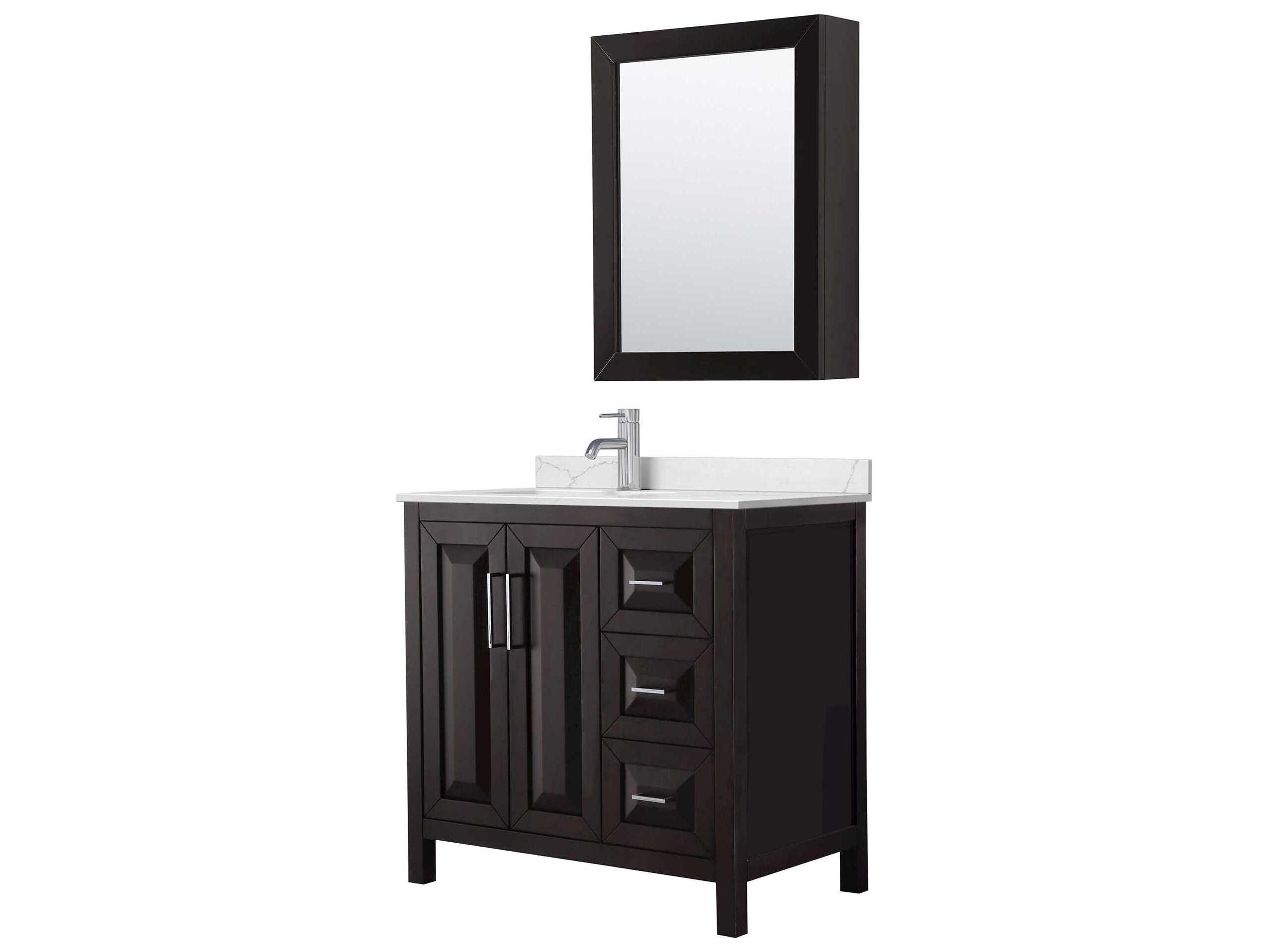 Wyndham Collection Daria 36" Dark Espresso Vanity with Medicine Cabinet