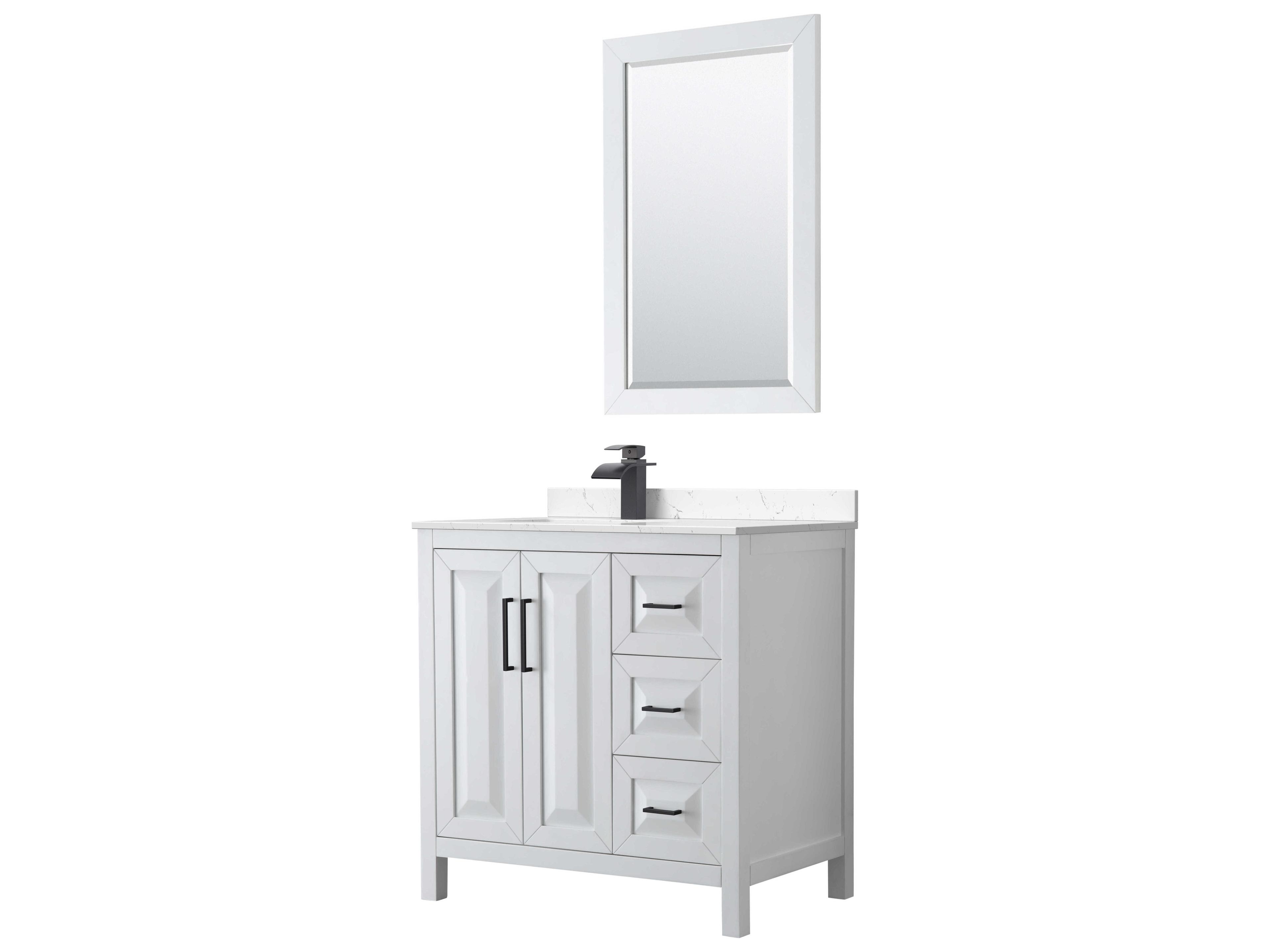 Wyndham Collection Daria 36" White Vanity with 24" Mirror