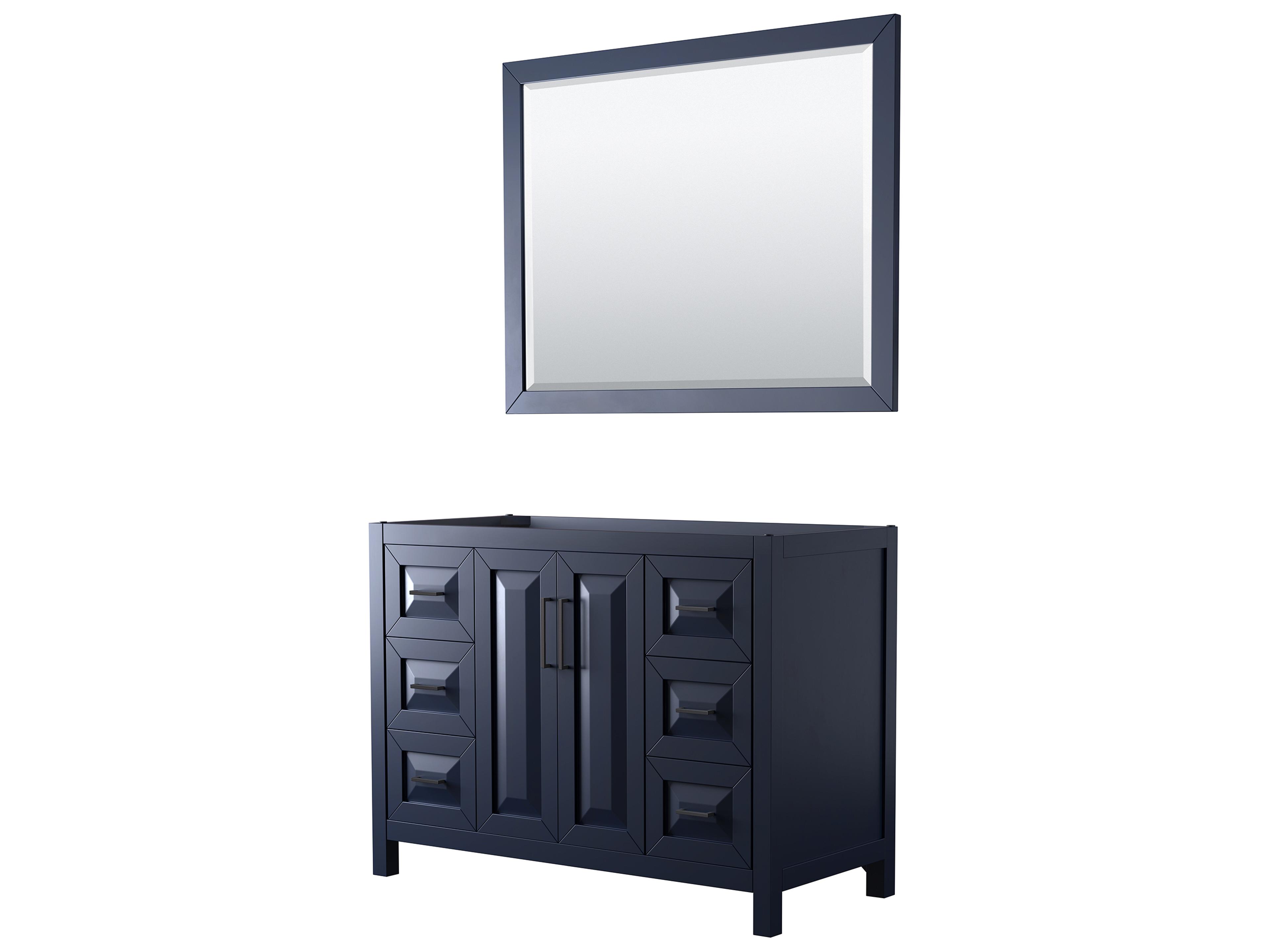 Wyndham Collection Daria 47" Dark Blue Vanity with 46" Mirror