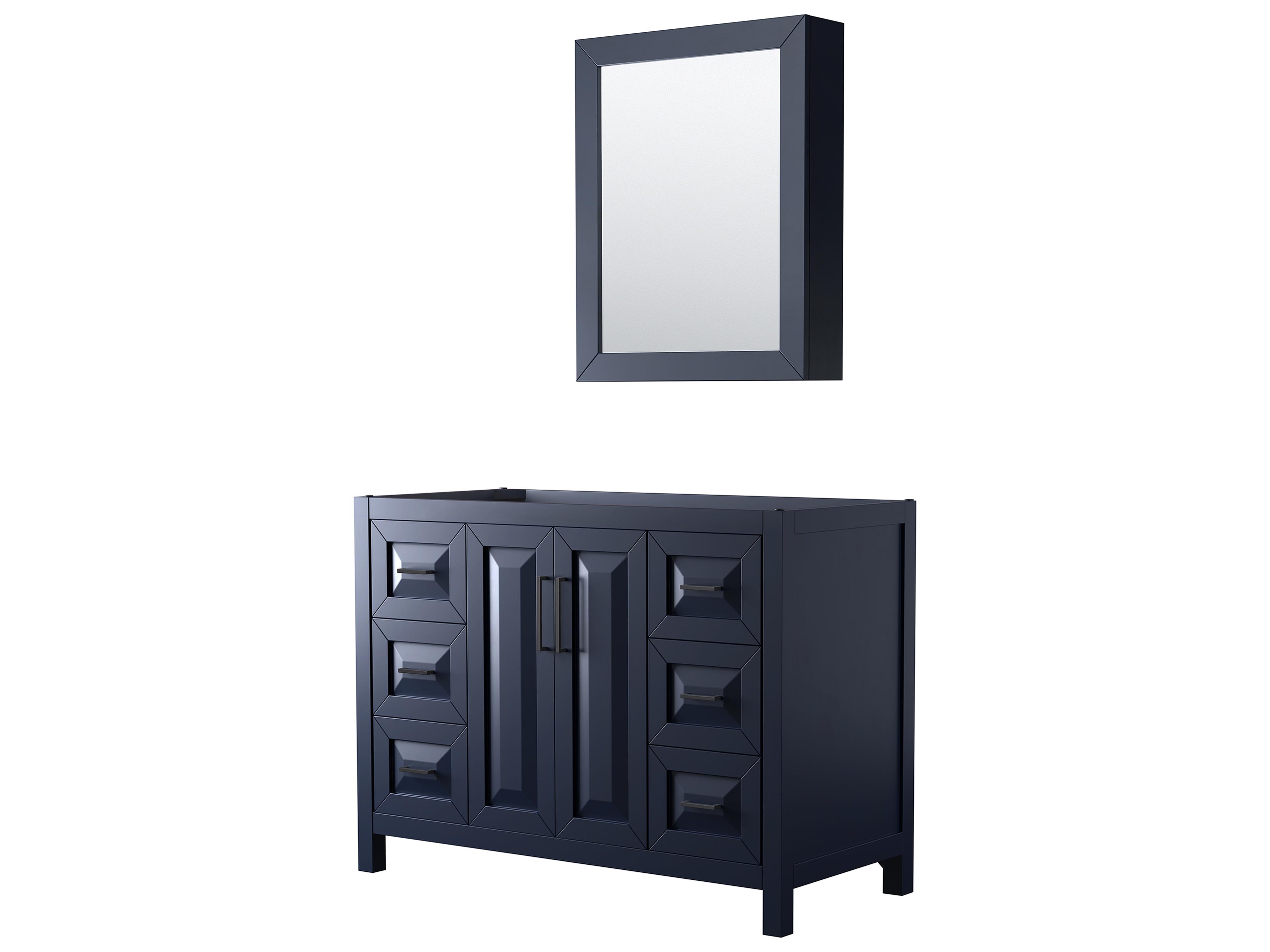 Wyndham Collection Daria 47" Dark Blue Vanity with Medicine Cabinet