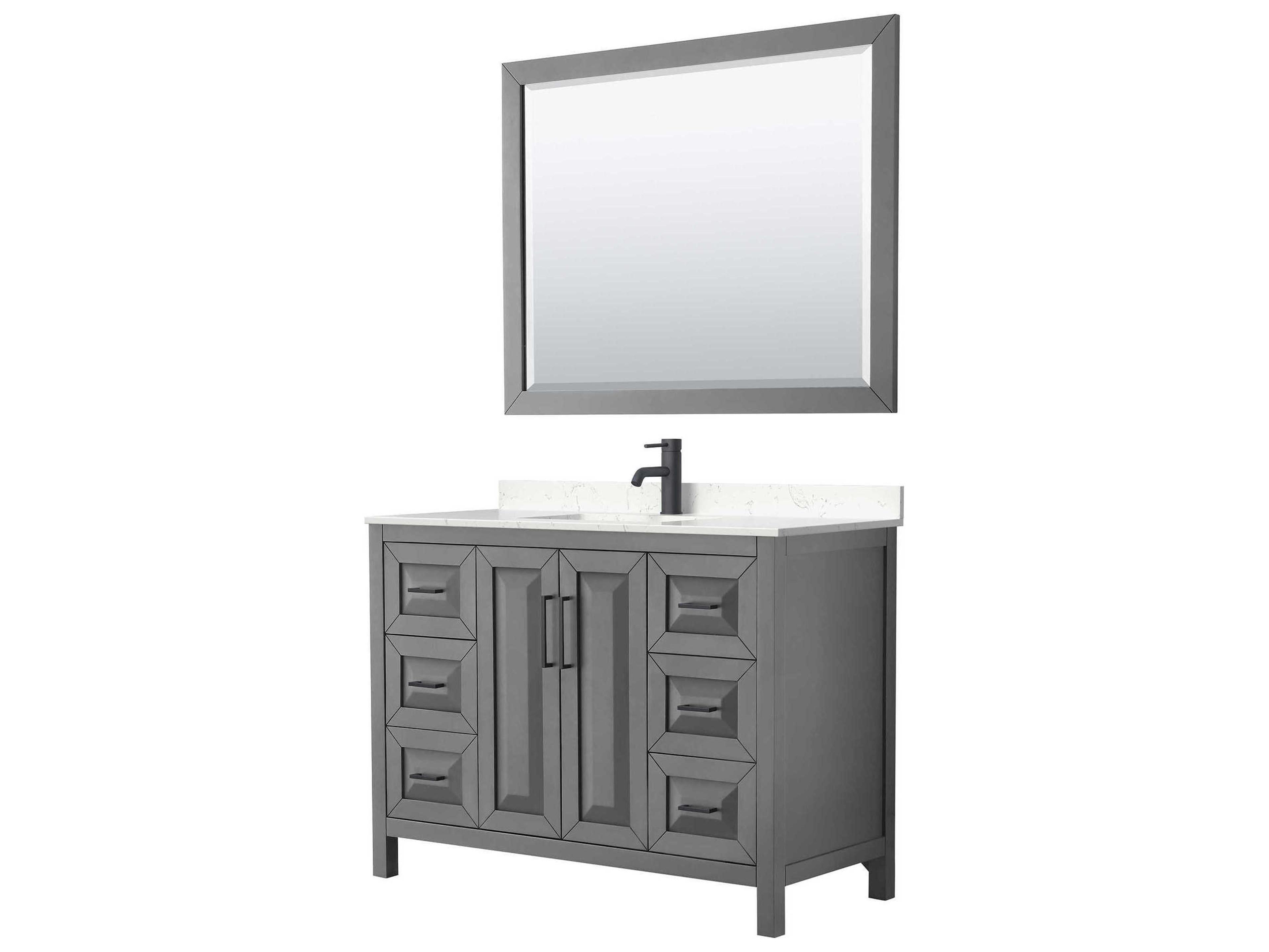Wyndham Collection Daria 48" Dark Gray Vanity with 46" Mirror