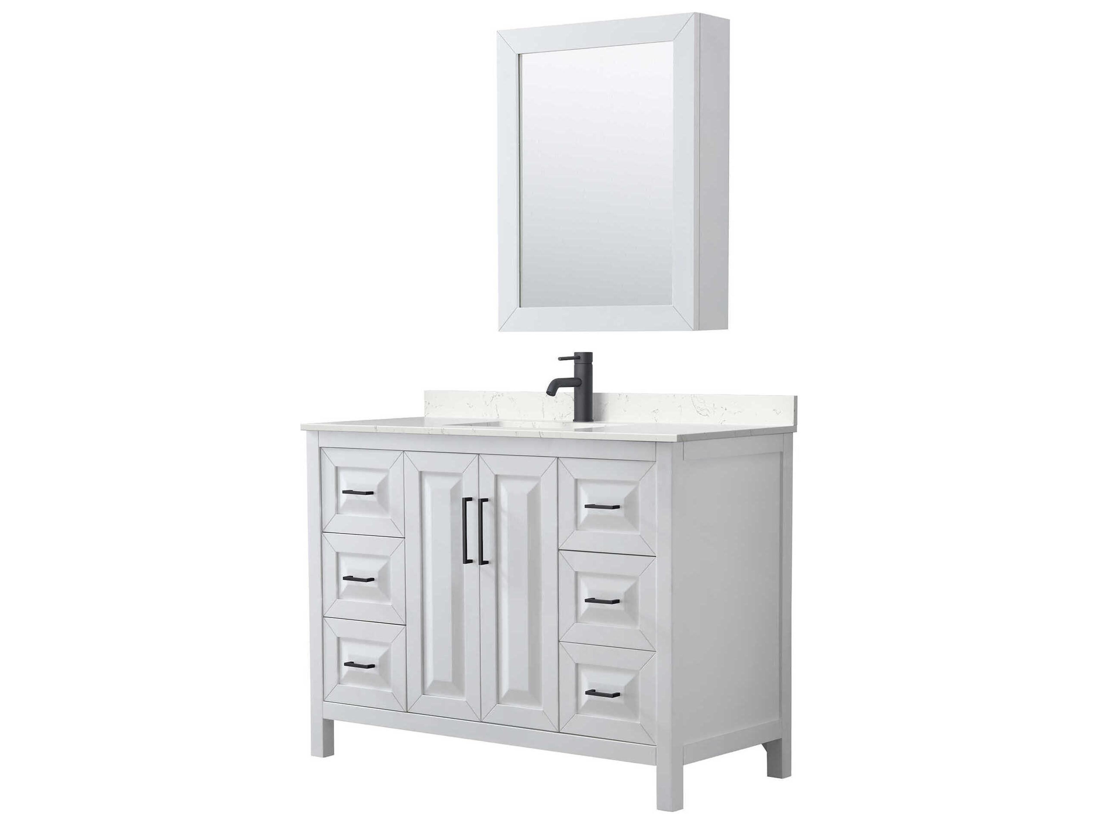 Wyndham Collection Daria 48" White Vanity with Medicine Cabinet