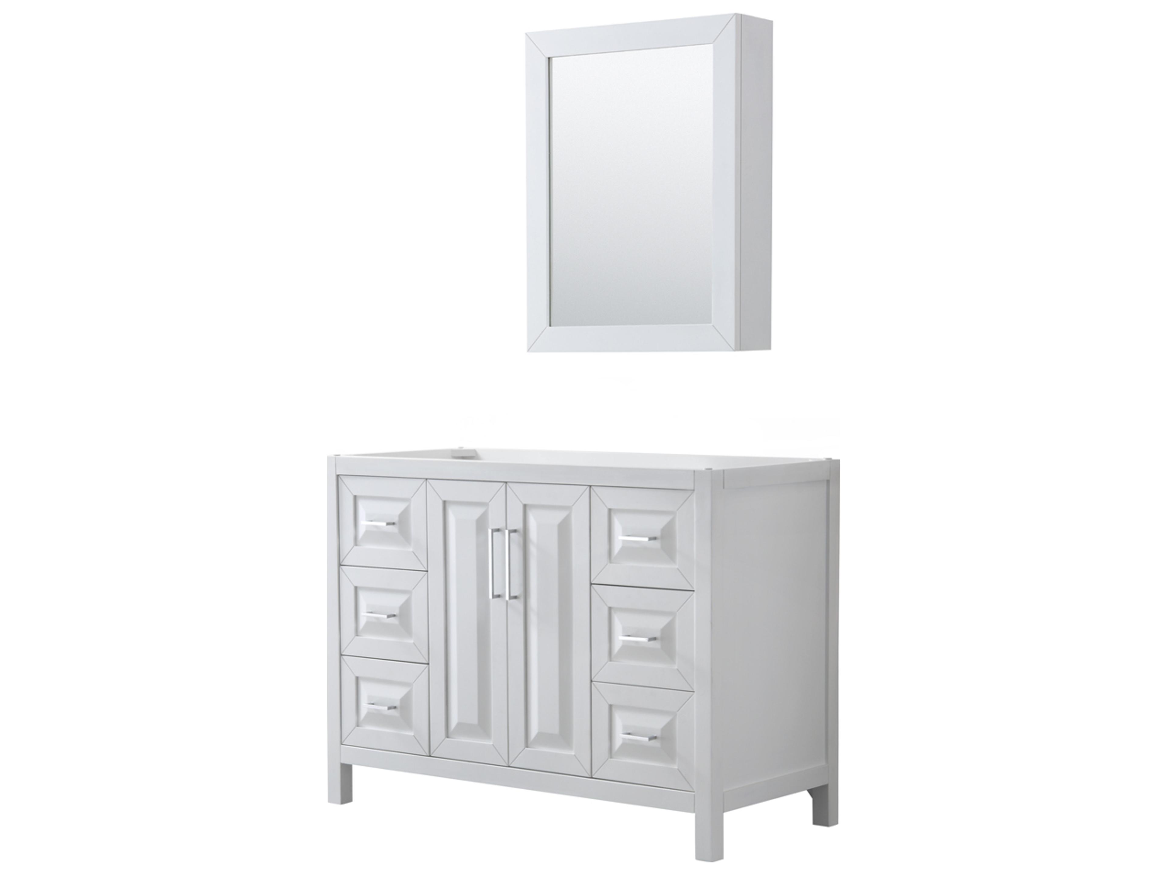 Wyndham Collection Daria 47" White Vanity with Medicine Cabinet