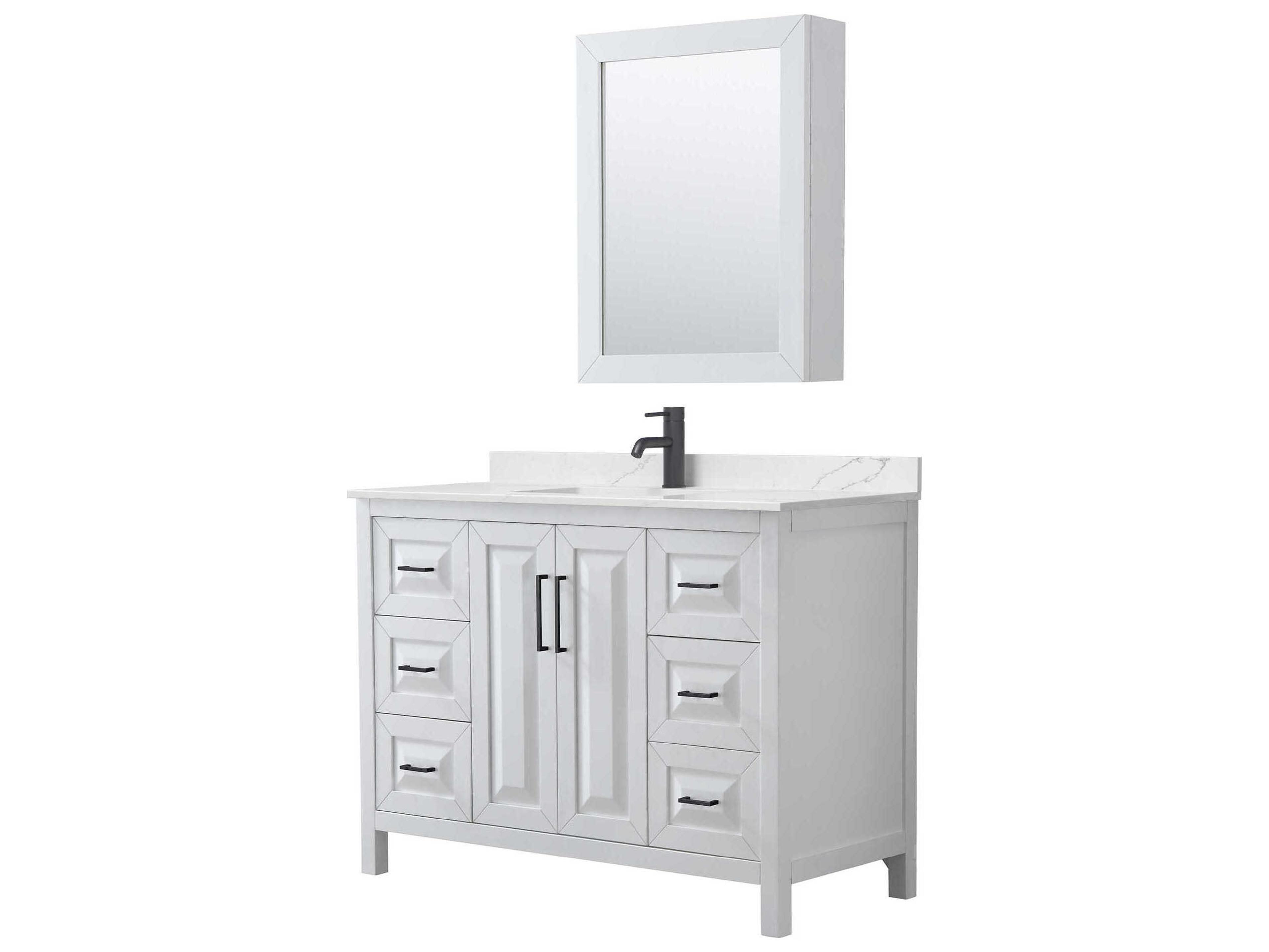 Wyndham Collection Daria 48" White Vanity with Medicine Cabinet