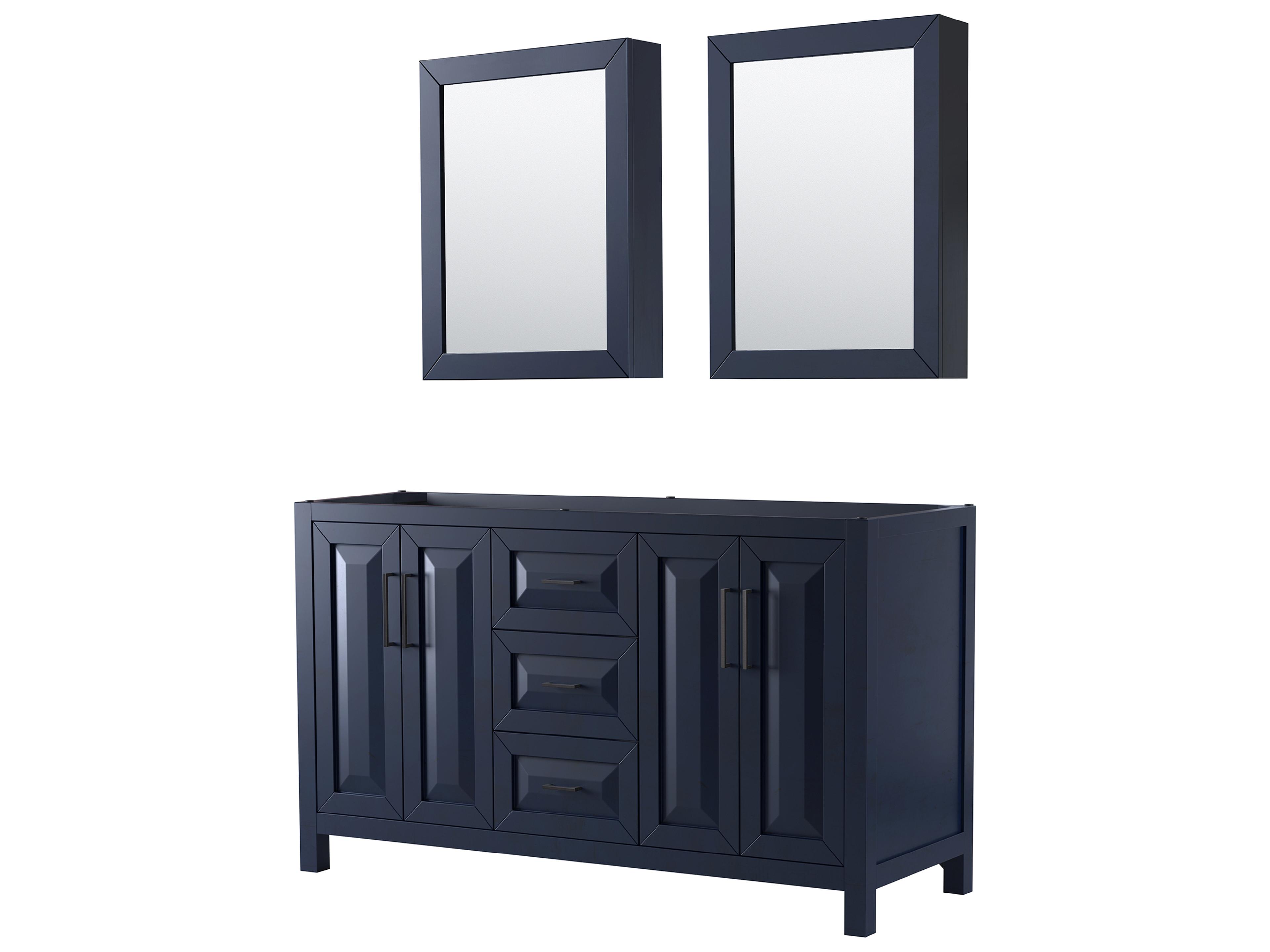 Wyndham Collection Daria 59" Dark Blue Vanity with Medicine Cabinet