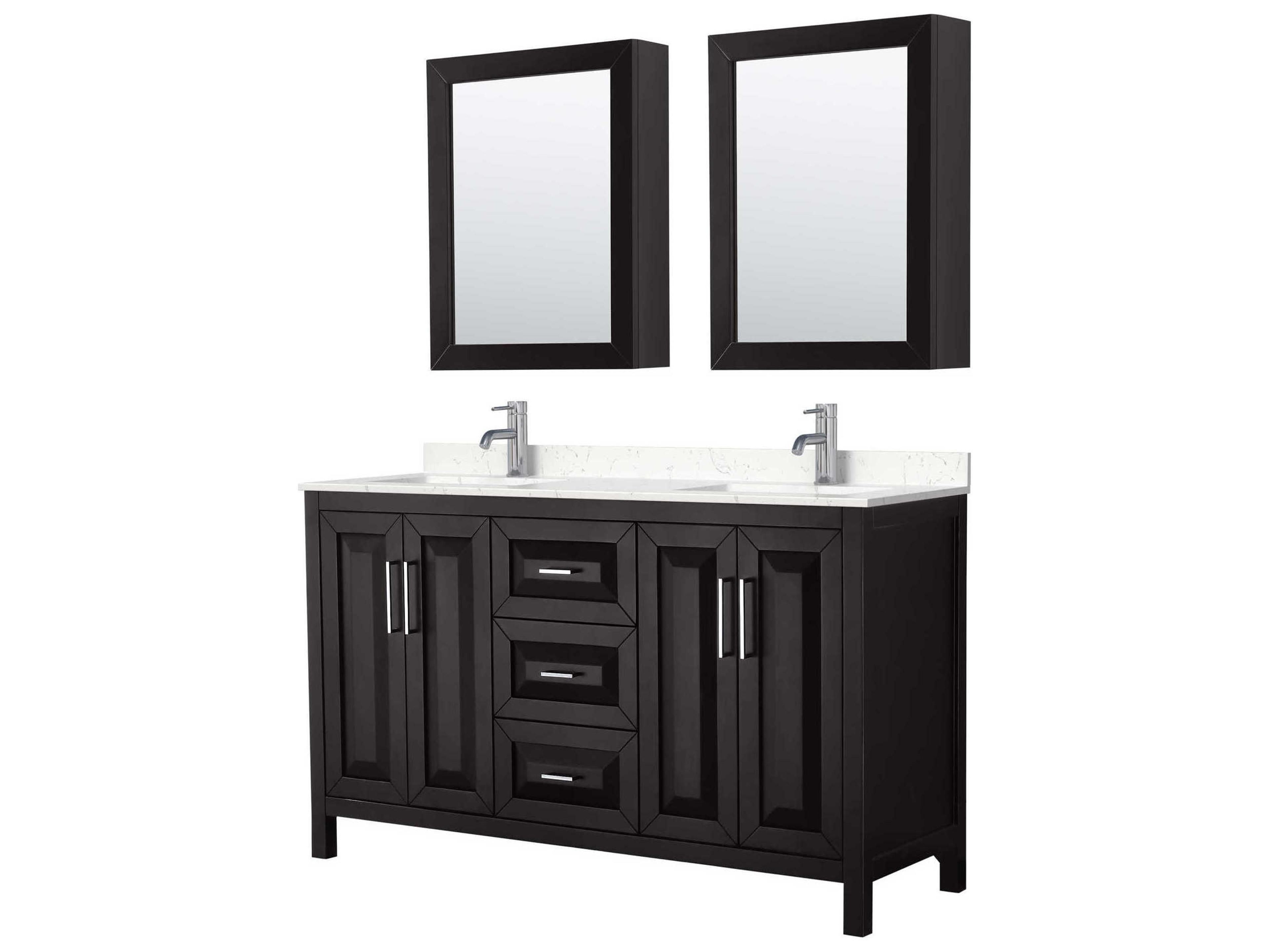 Wyndham Collection Daria 60" Dark Espresso Vanity with Medicine Cabinet