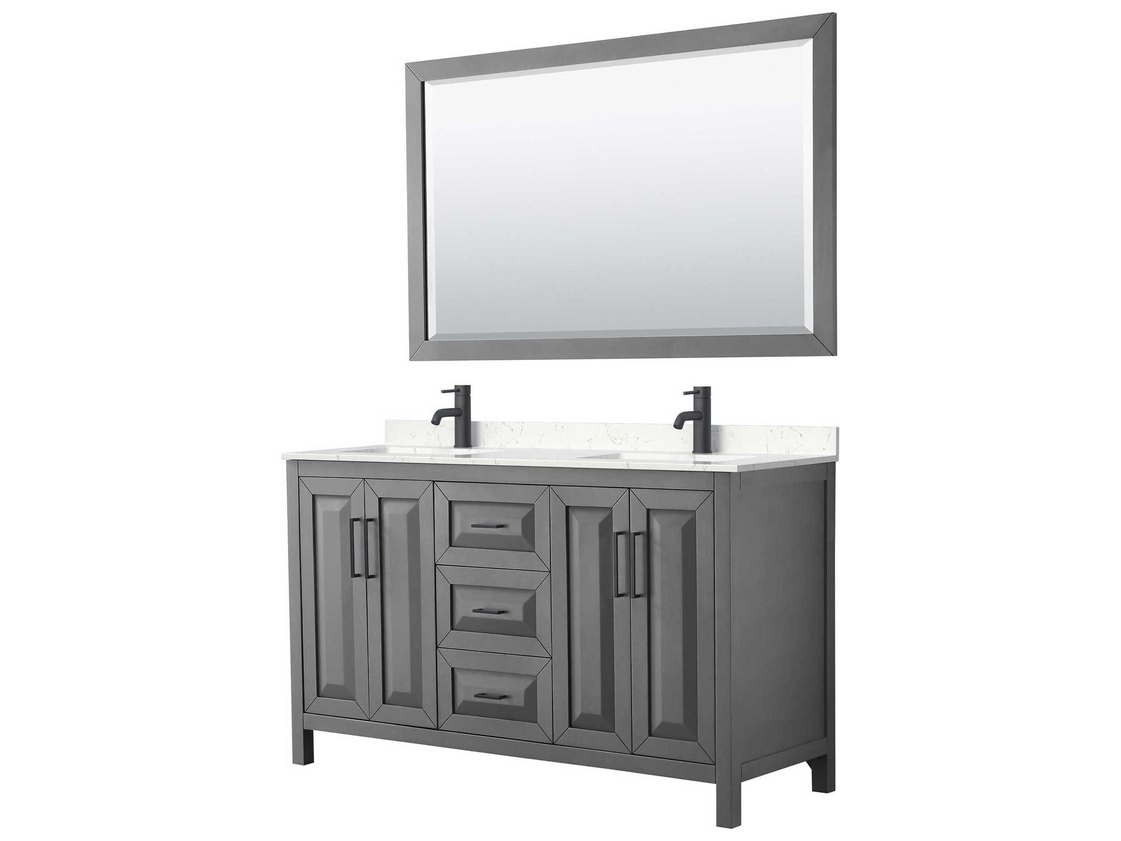 Wyndham Collection Daria 60" Dark Gray Vanity with 58" Mirror