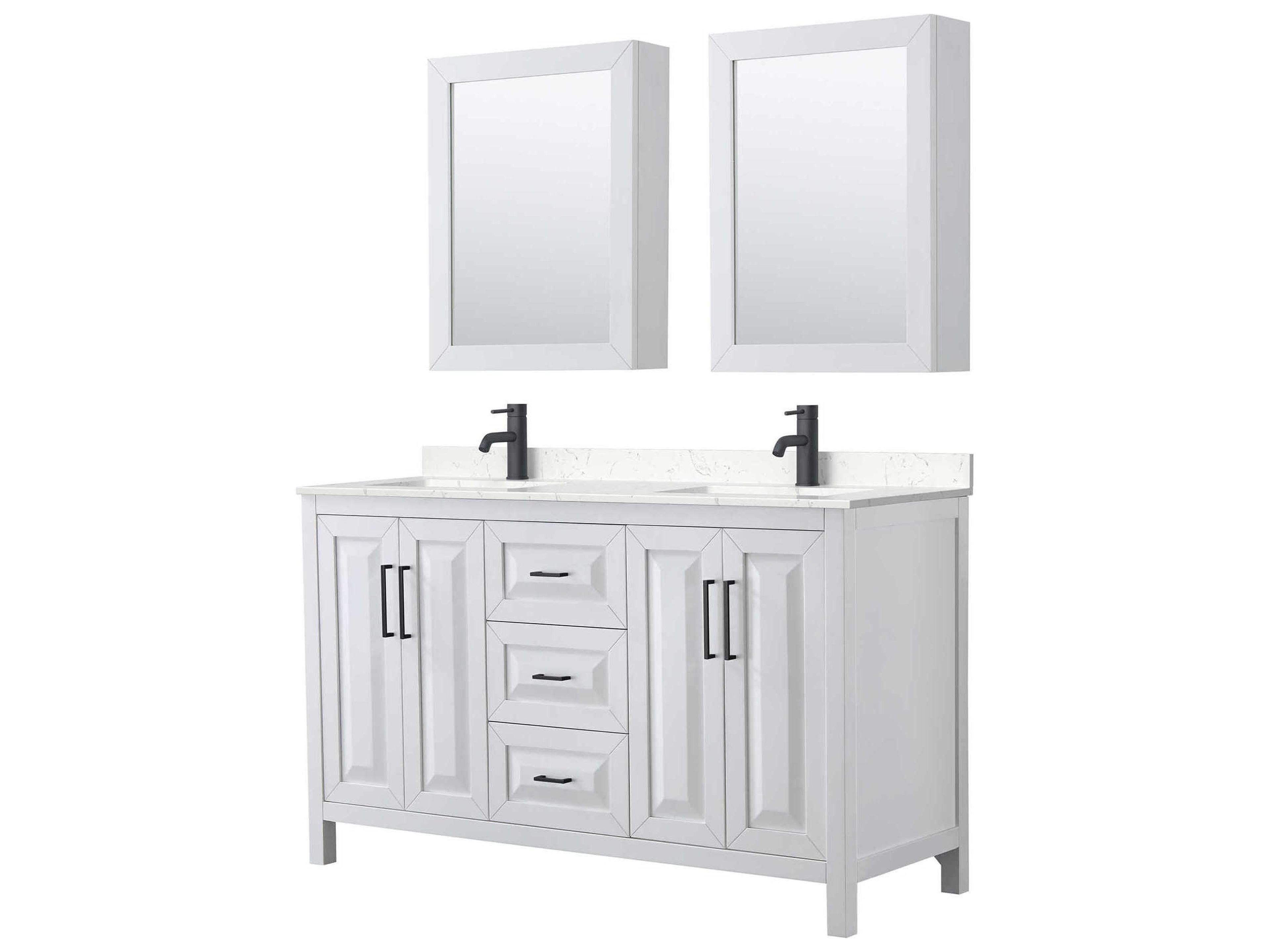 Wyndham Collection Daria 60" White Vanity with Medicine Cabinet