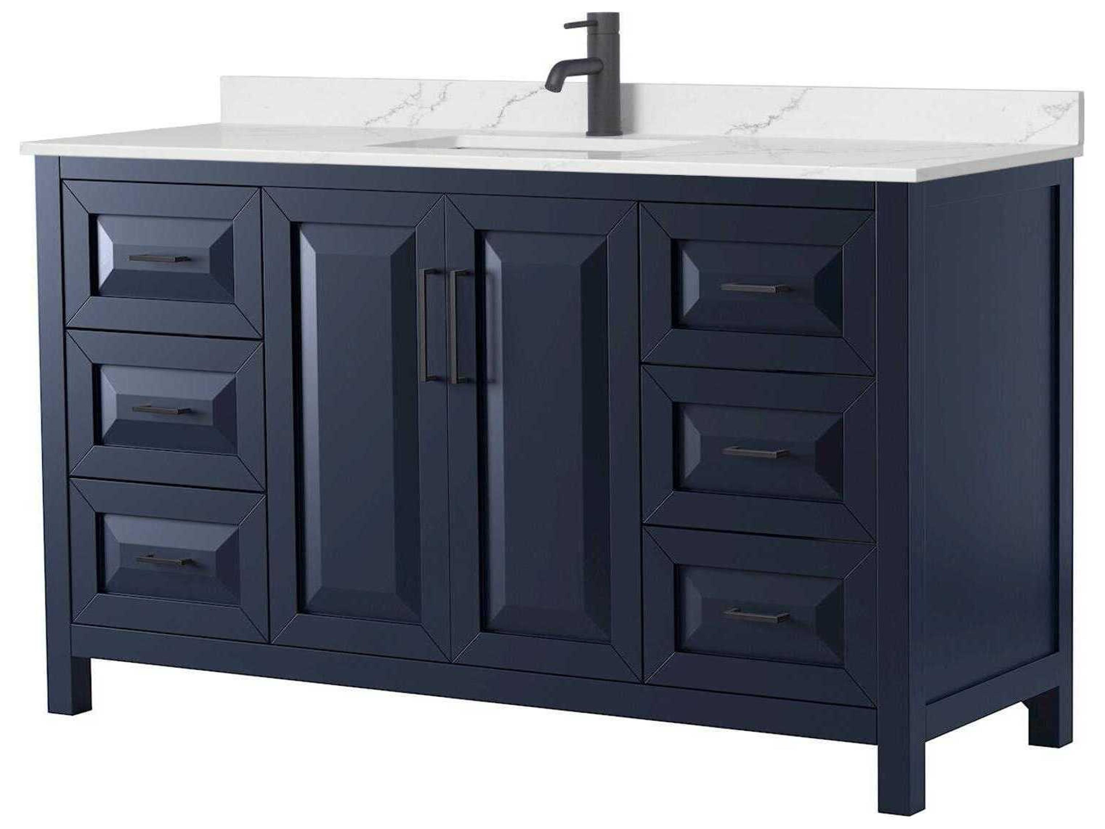 Wyndham Collection Daria 60" Dark Blue Vanity