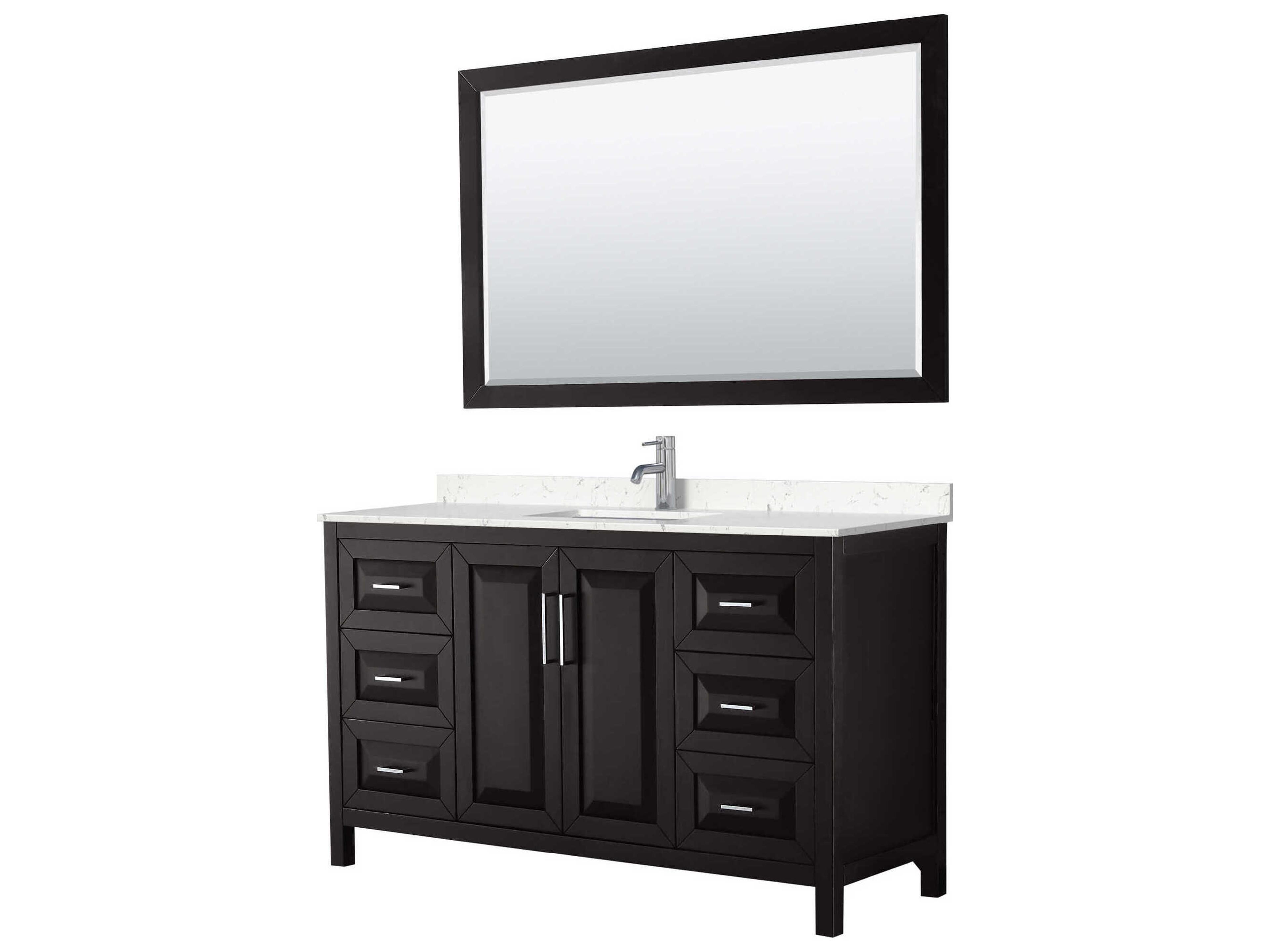 Wyndham Collection Daria 60" Dark Espresso Vanity with 58" Mirror
